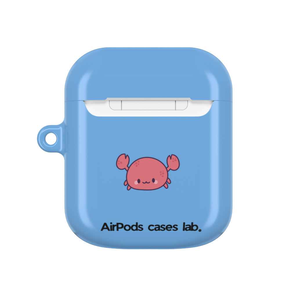 Cute Dachshund Dog & Crab Summer AirPod Case - Blue Beach Swim Float Design