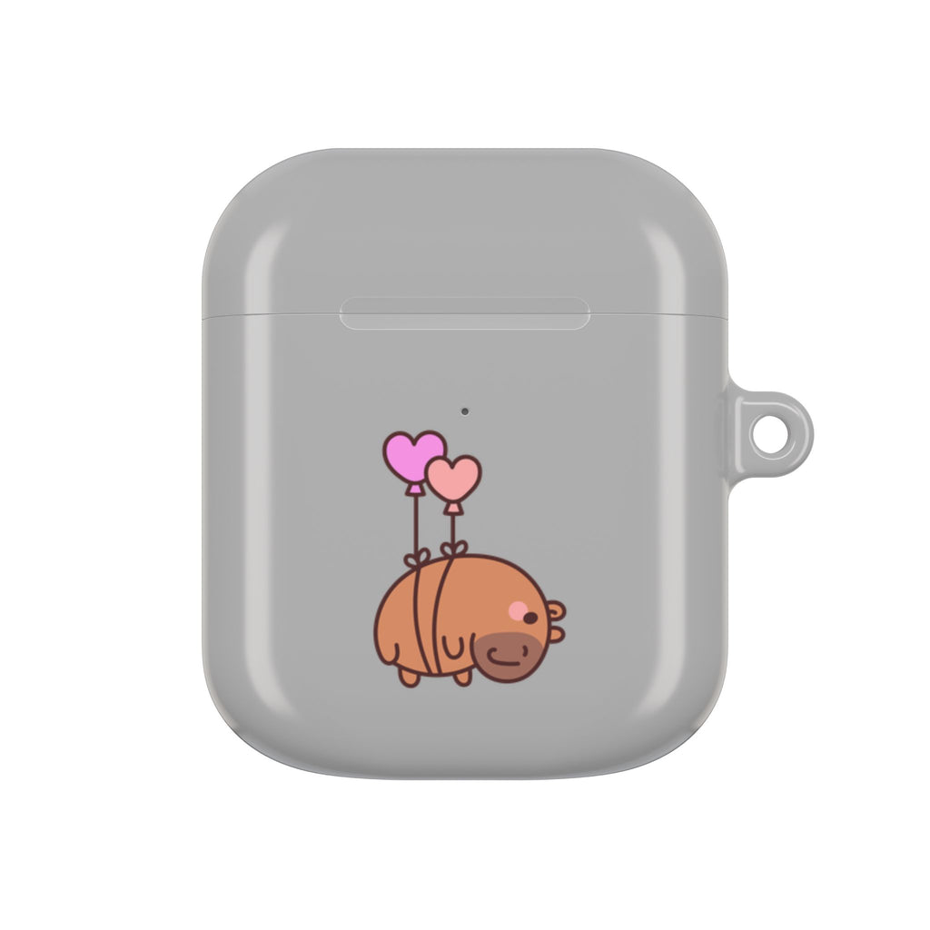 Cute  Capybara and Heart Balloon AirPod Case