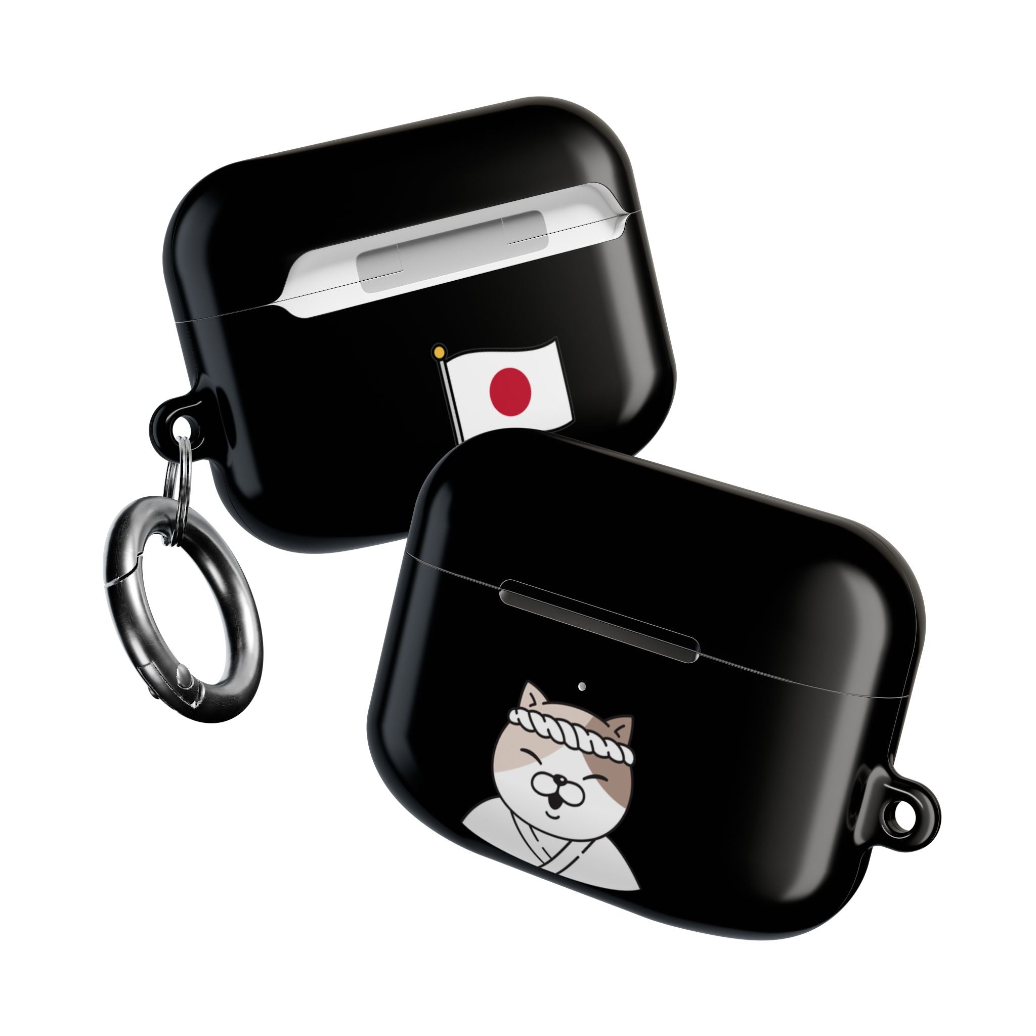 Samurai Shiba Inu with Japanese Flag Black AirPods or AirPods Pro Case