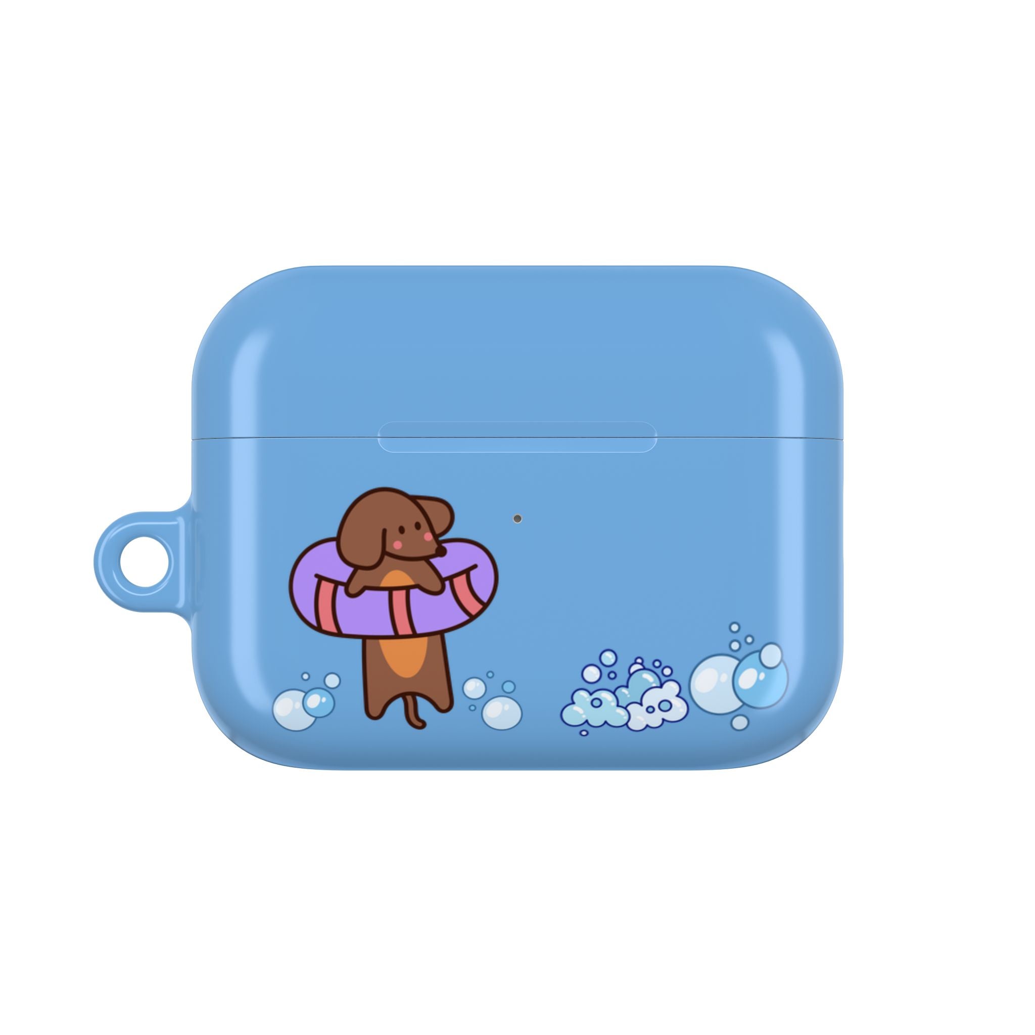 Cute Dachshund Dog & Crab Summer AirPod Case - Blue Beach Swim Float Design