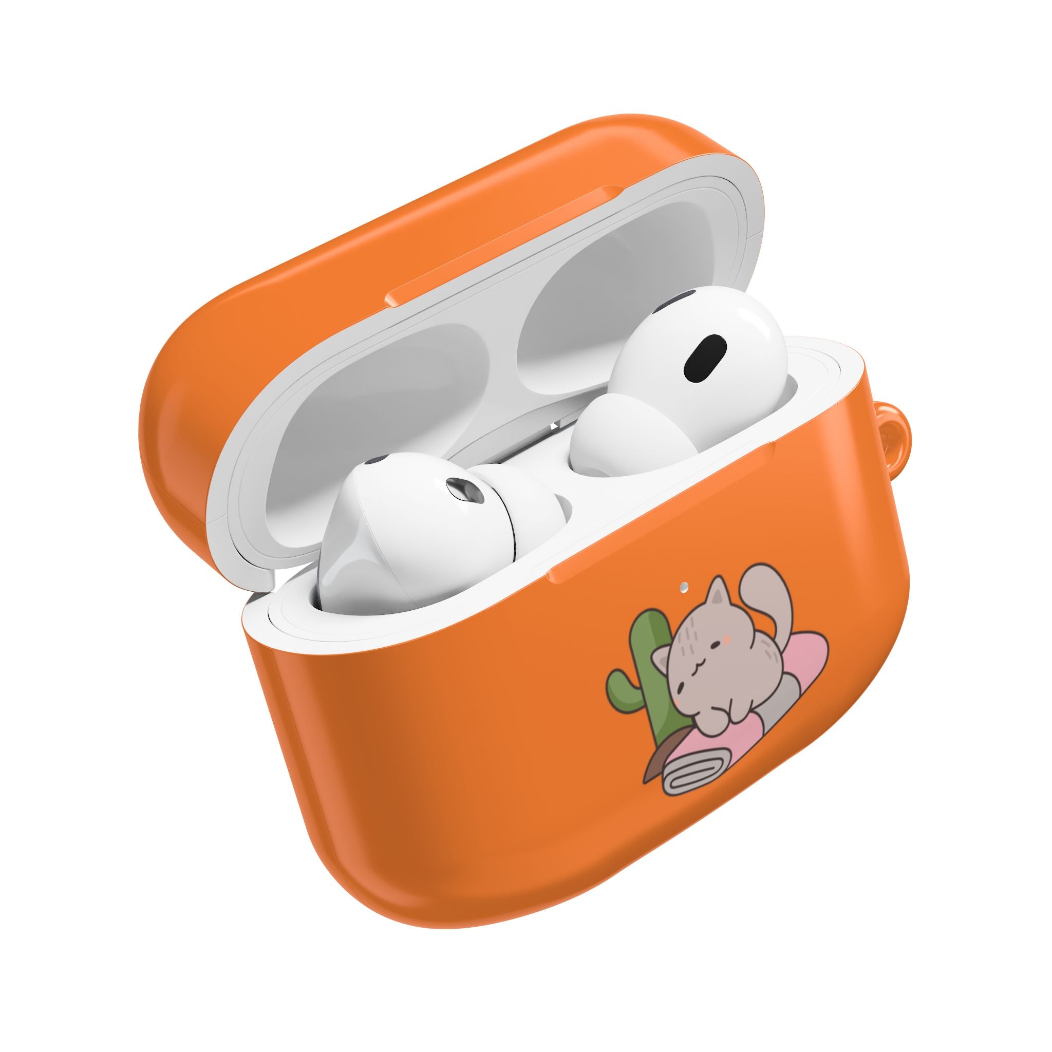 Cute Cat & Fish AirPod Case - Orange Protective Earbud Cover
