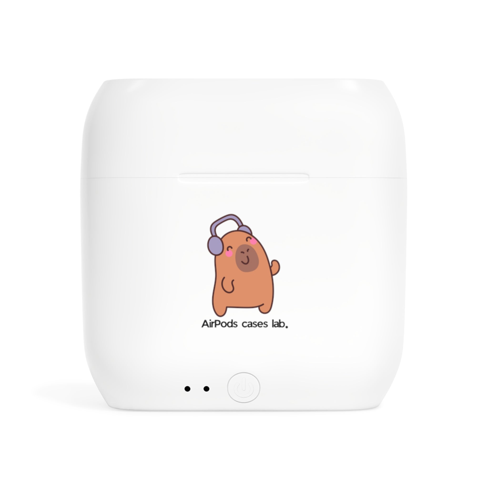 Capybara Listening Music White Earbuds / Earphones