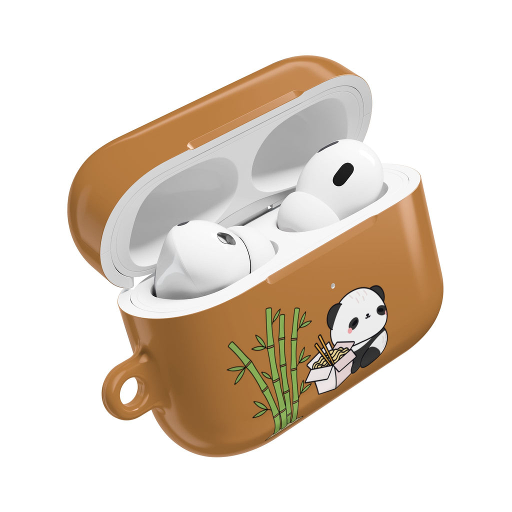 Cute Panda & Noodles AirPod Case Brown Protective Case