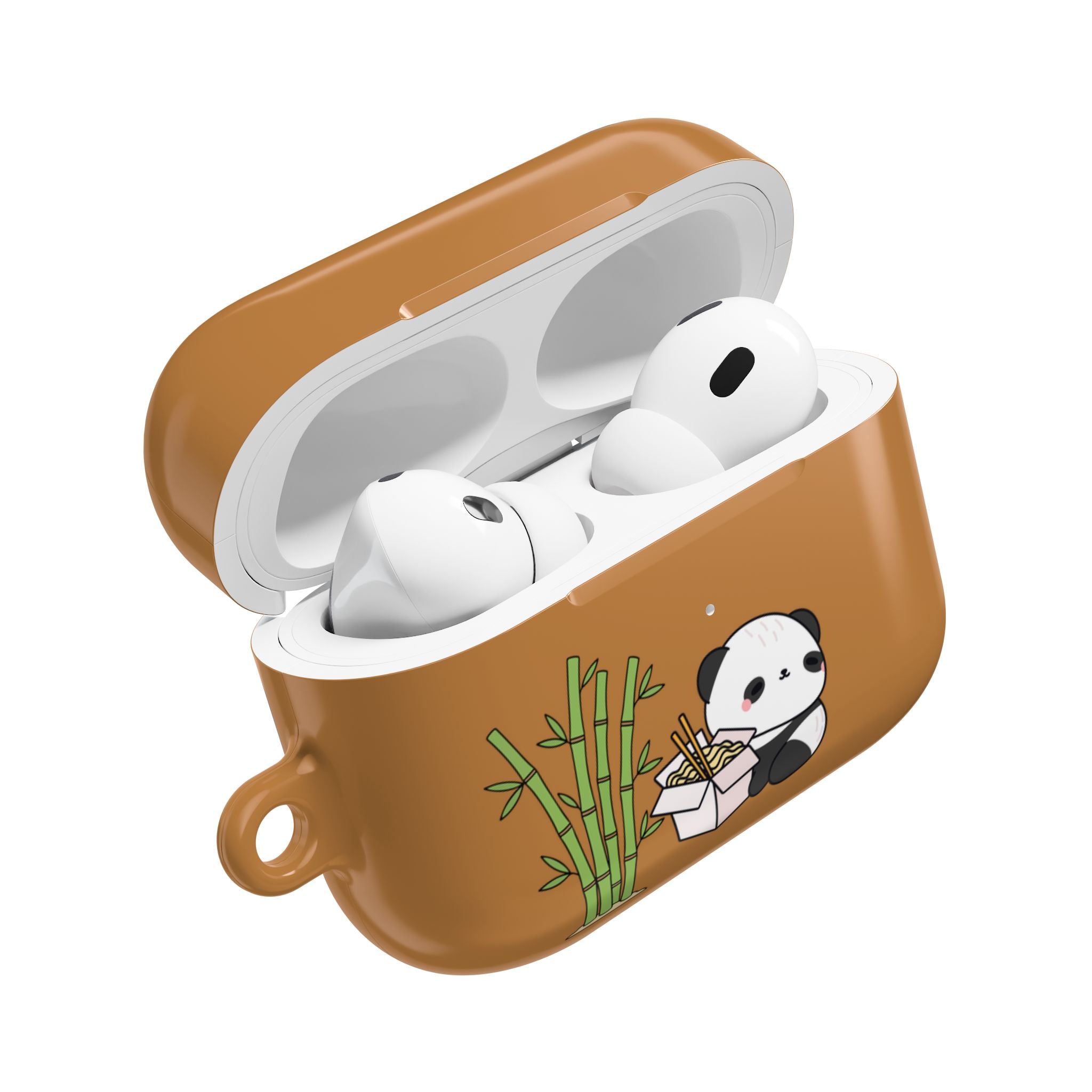 Cute Panda & Noodles AirPod Case Brown Protective Case