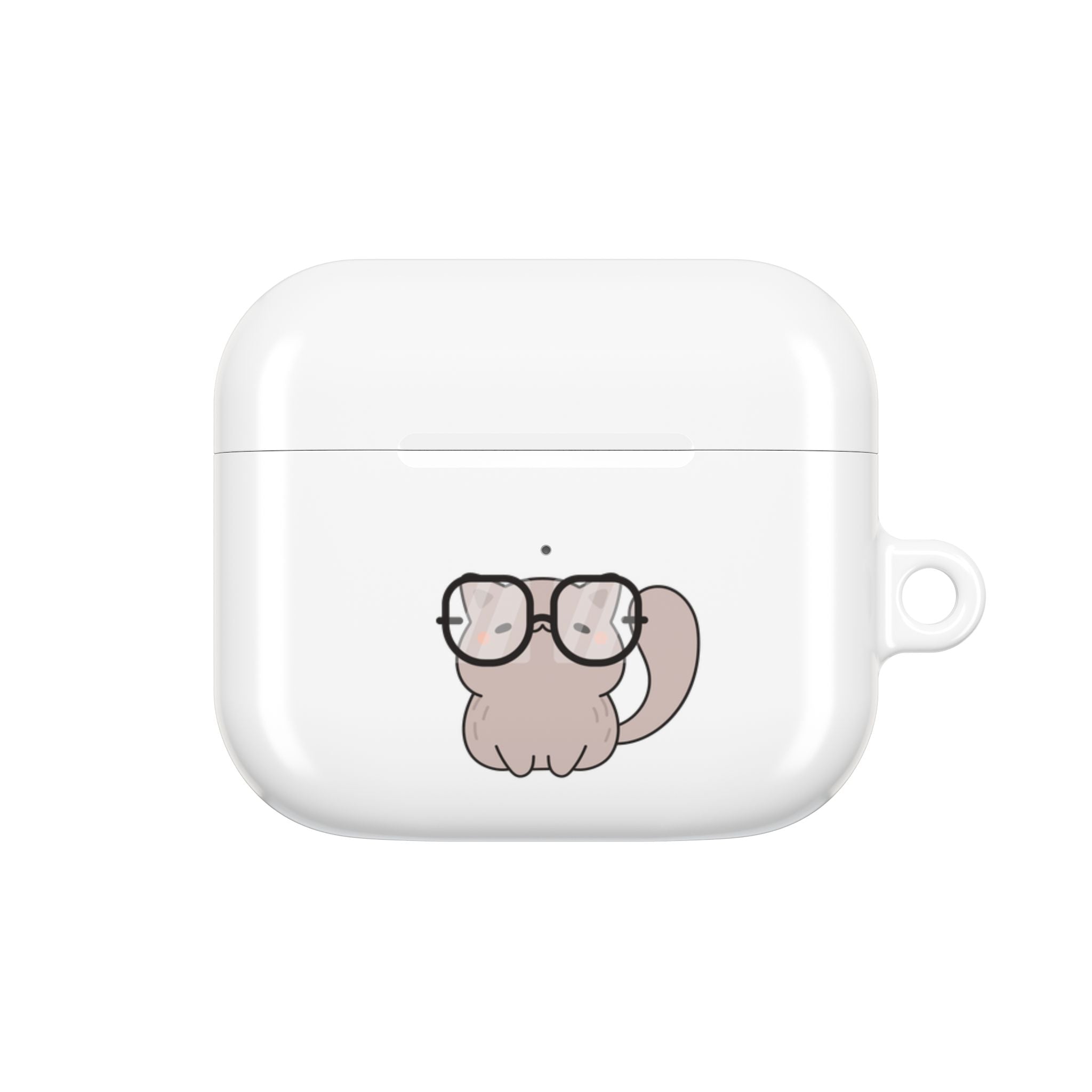 Cute Cat & Fish AirPod Case - Protective Cover with Nerdy Glasses Cat Design