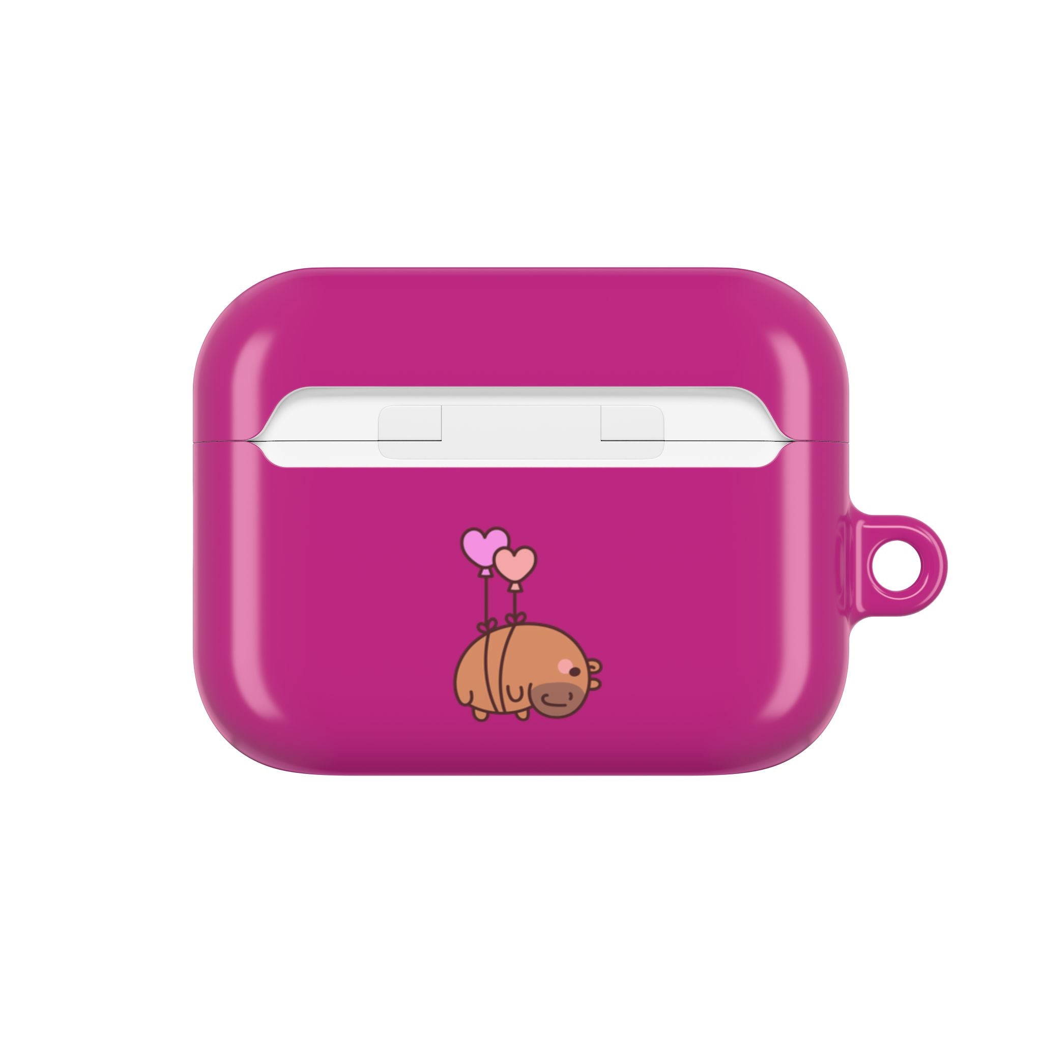 Pink Cute Capybara Heart AirPods Case