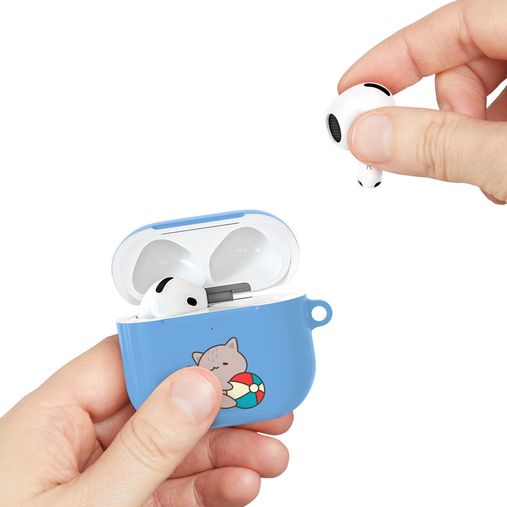 Cute Cat Beach AirPod Case with Beach Ball & Umbrella