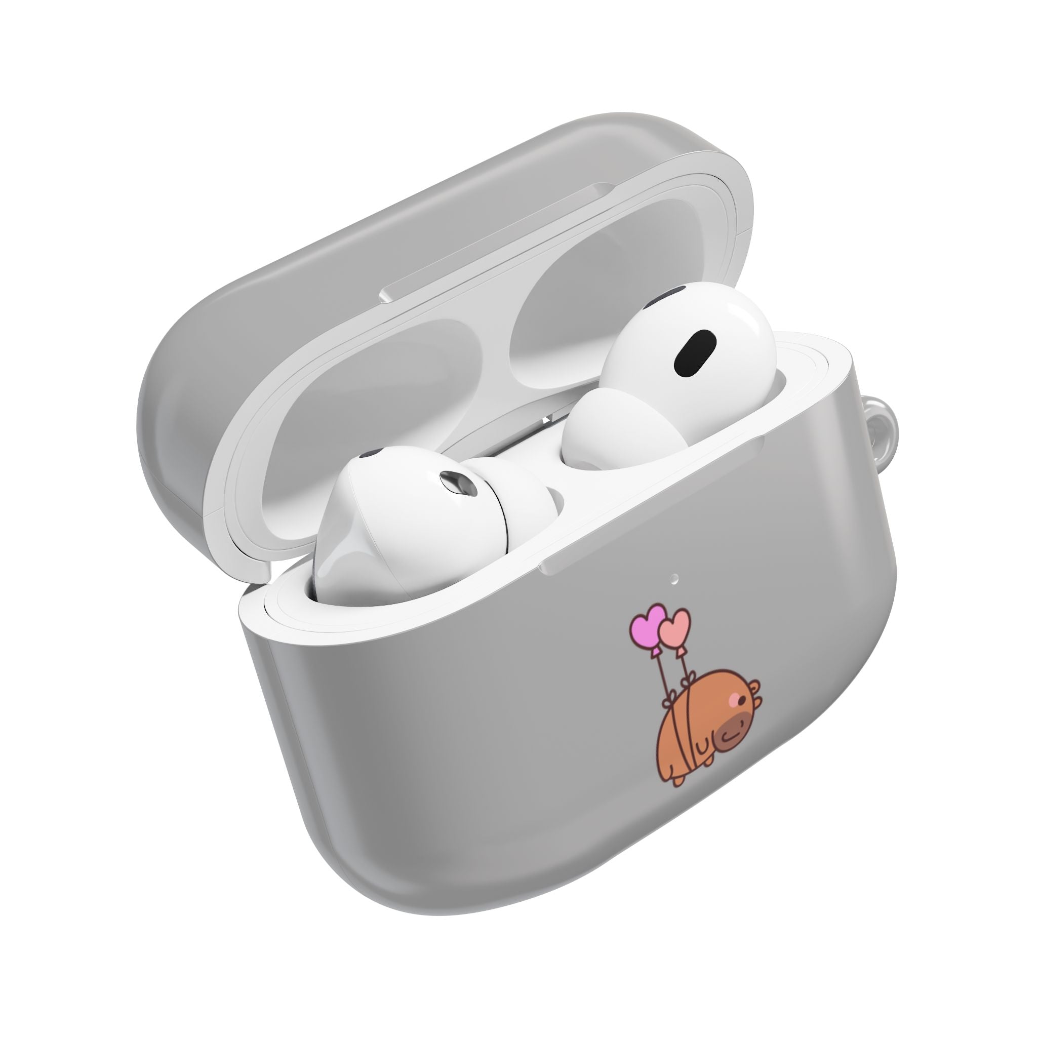 Cute  Capybara and Heart Balloon AirPod Case