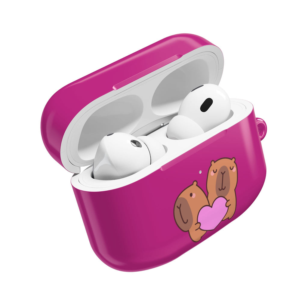 Cute Valentines Love Capybaras & Heart Envelope Protective AirPods Case