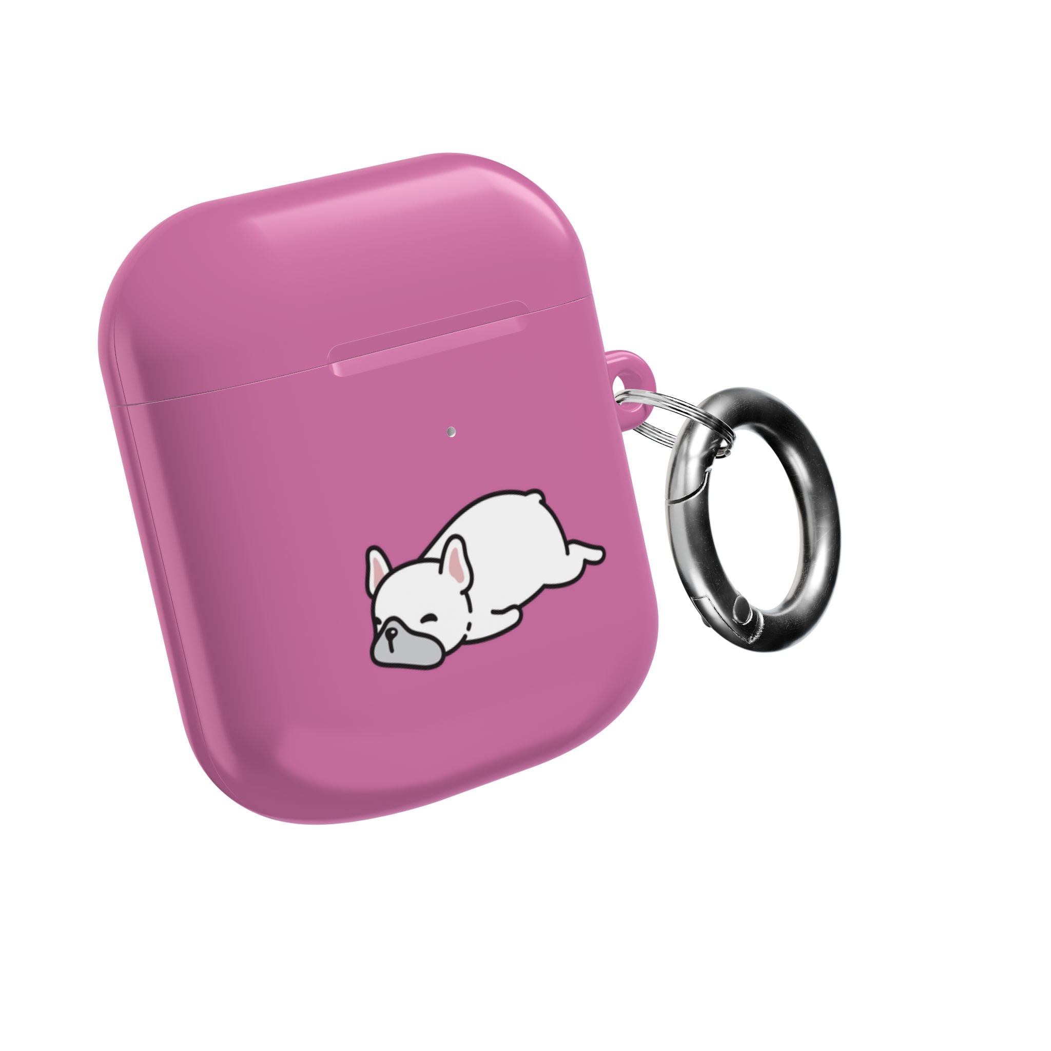 Pink AirPods Case with a Snoozing Bulldog