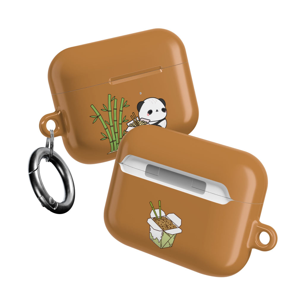 Cute Panda & Noodles AirPod Case Brown Protective Case