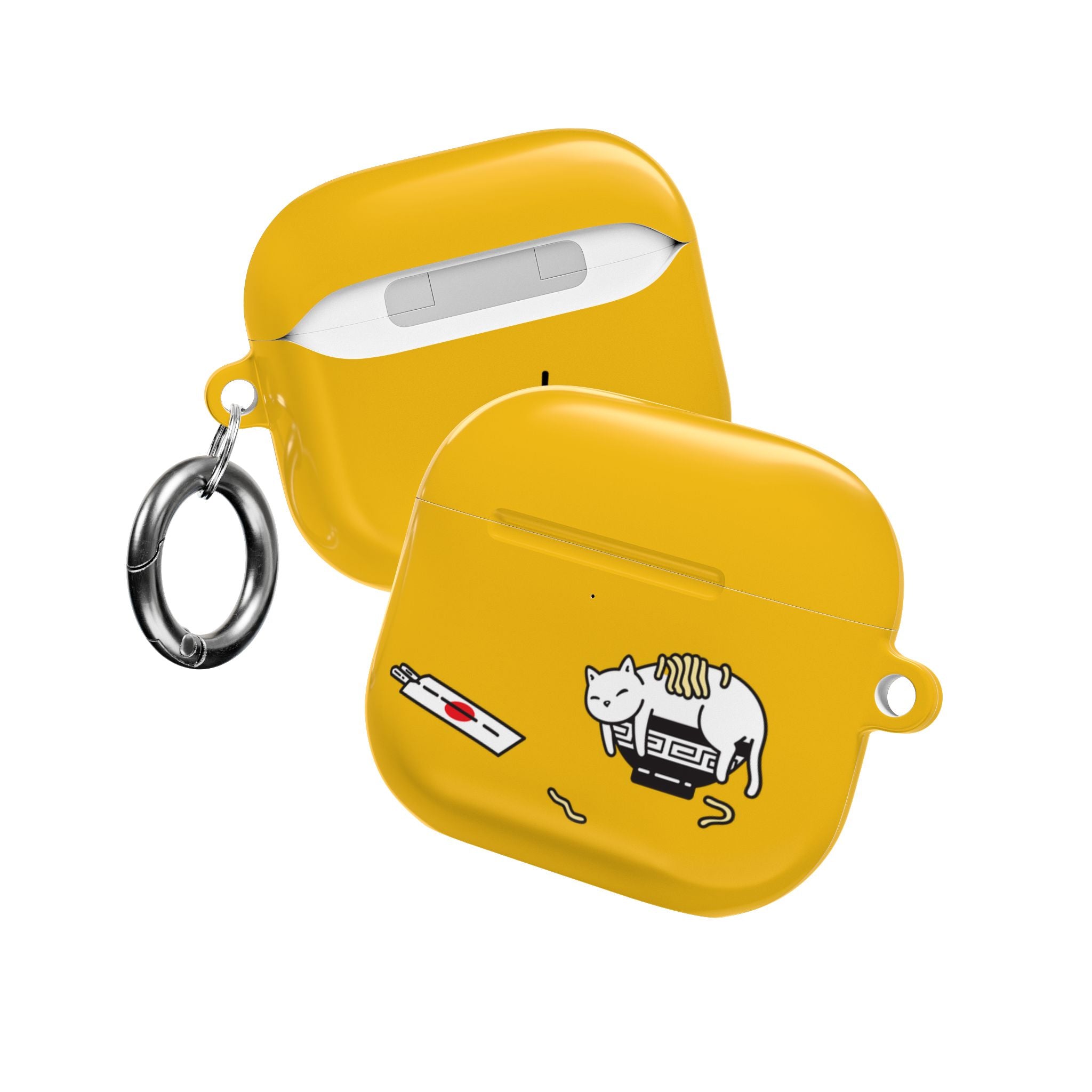 Japanese Cat & Chopsticks Yellow AirPods Case