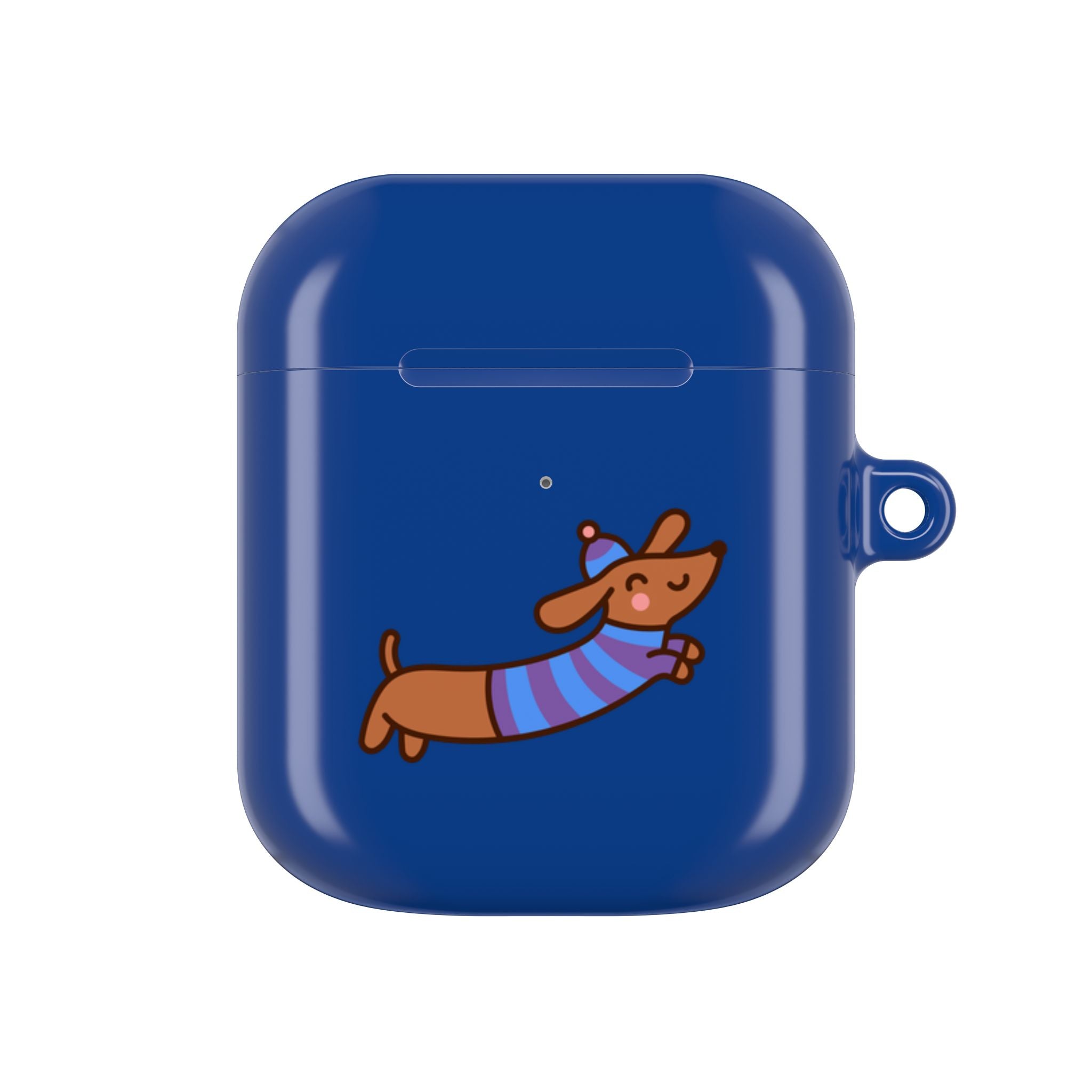 Dachshund & Butterflies Blue Protective AirPods Case