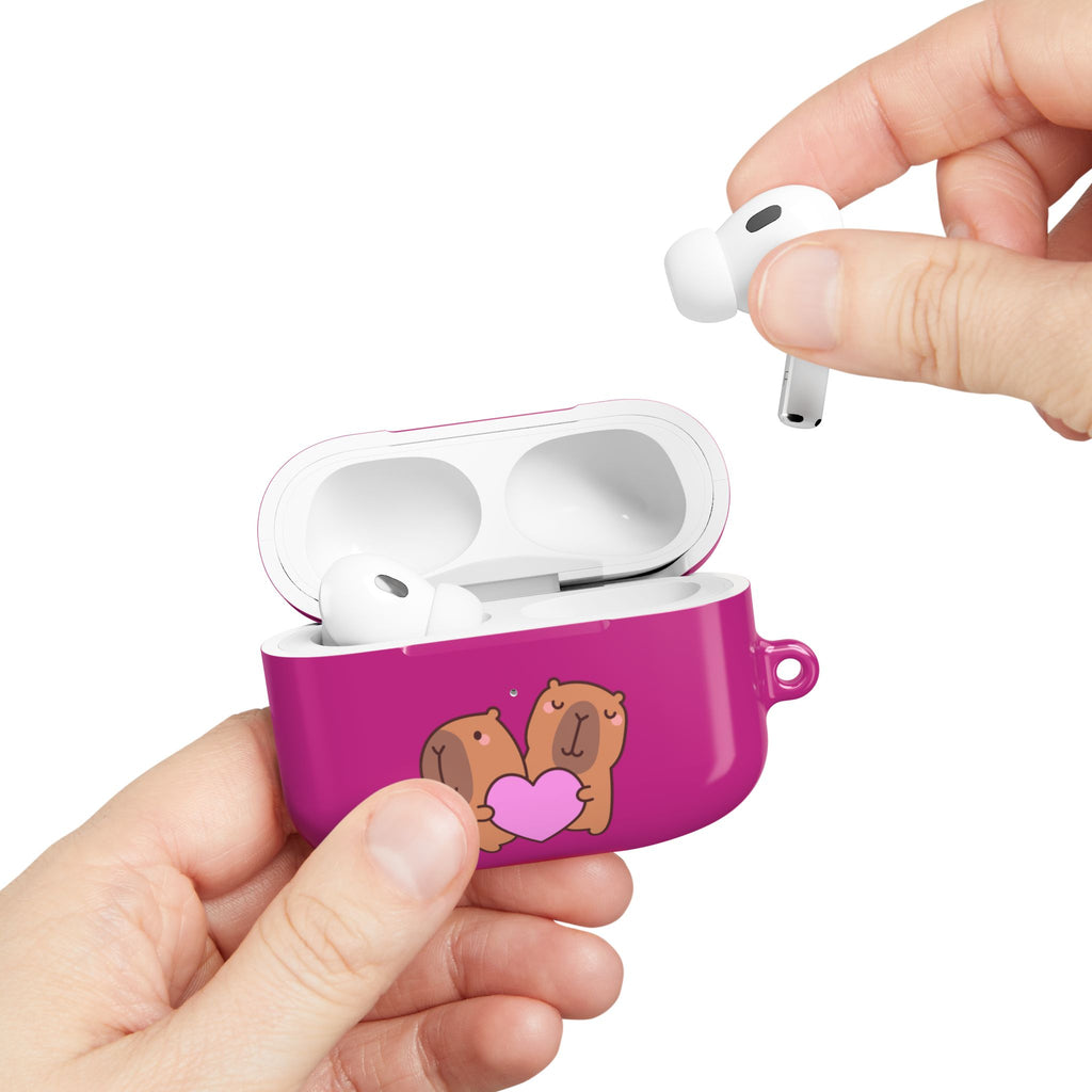 Cute Valentines Love Capybaras & Heart Envelope Protective AirPods Case
