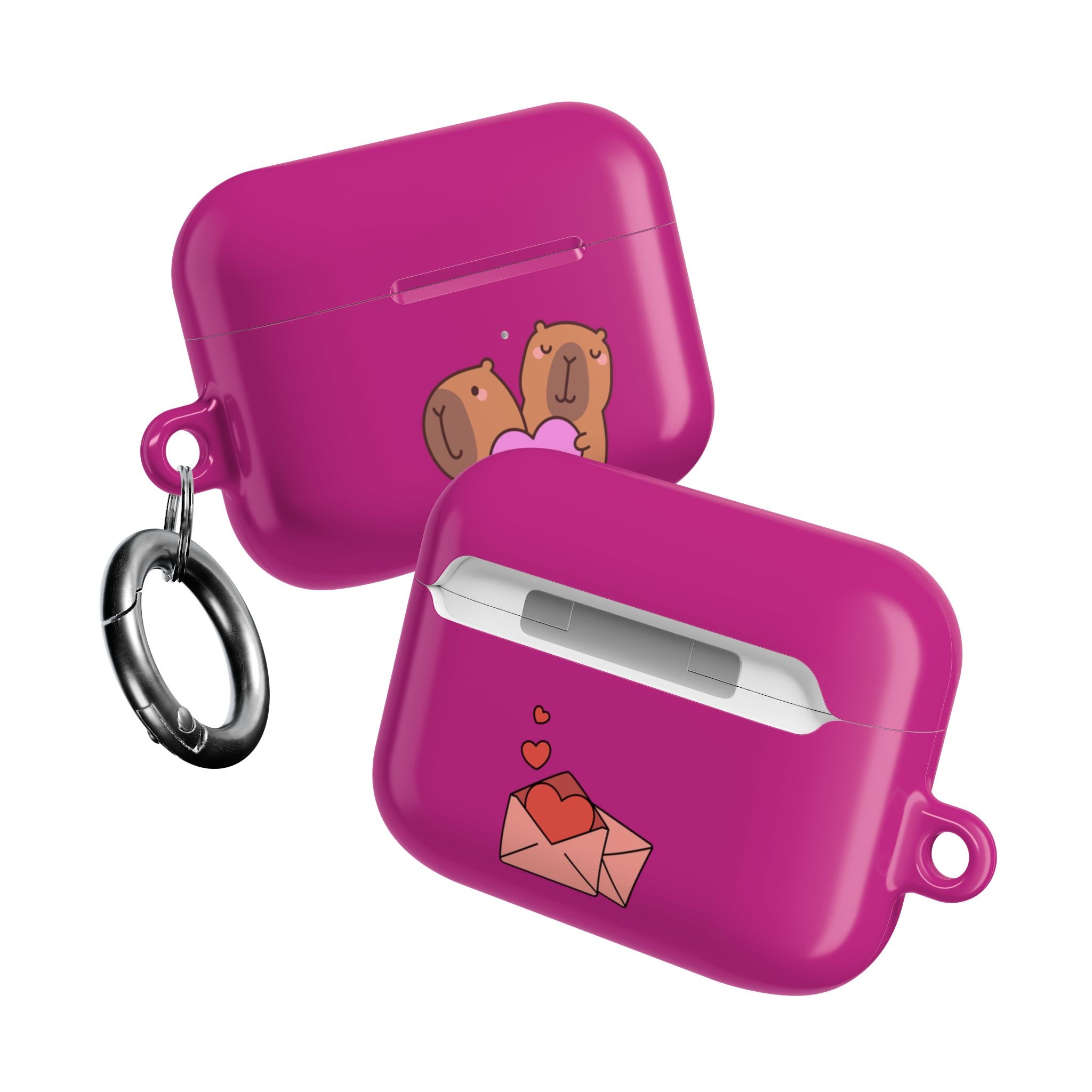 Cute Valentines Love Capybaras & Heart Envelope Protective AirPods Case