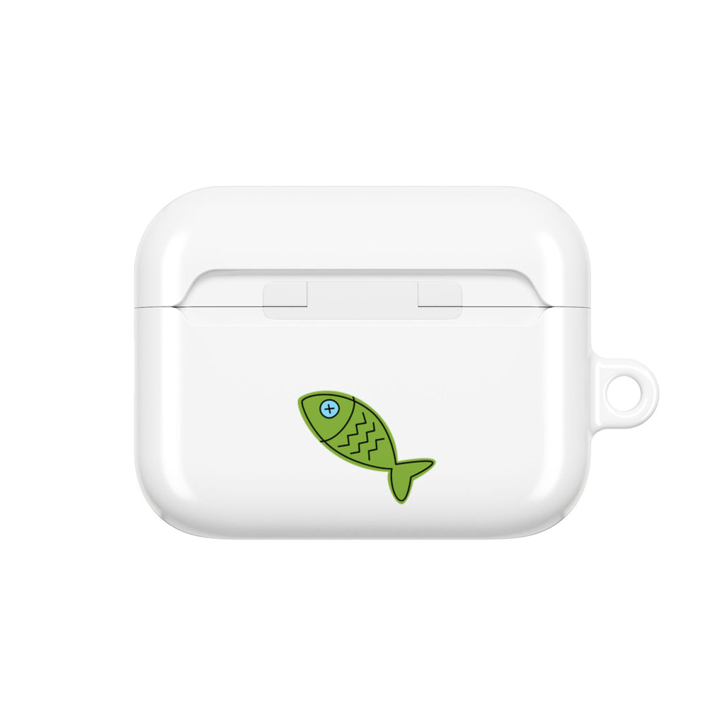 Cute Cat & Fish AirPod Case - Protective Cover with Nerdy Glasses Cat Design