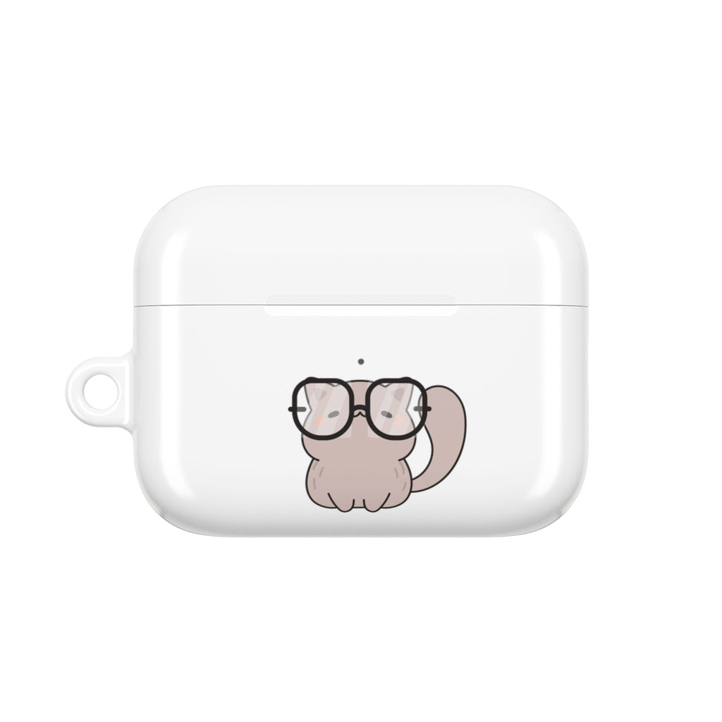 Cute Cat & Fish AirPod Case - Protective Cover with Nerdy Glasses Cat Design