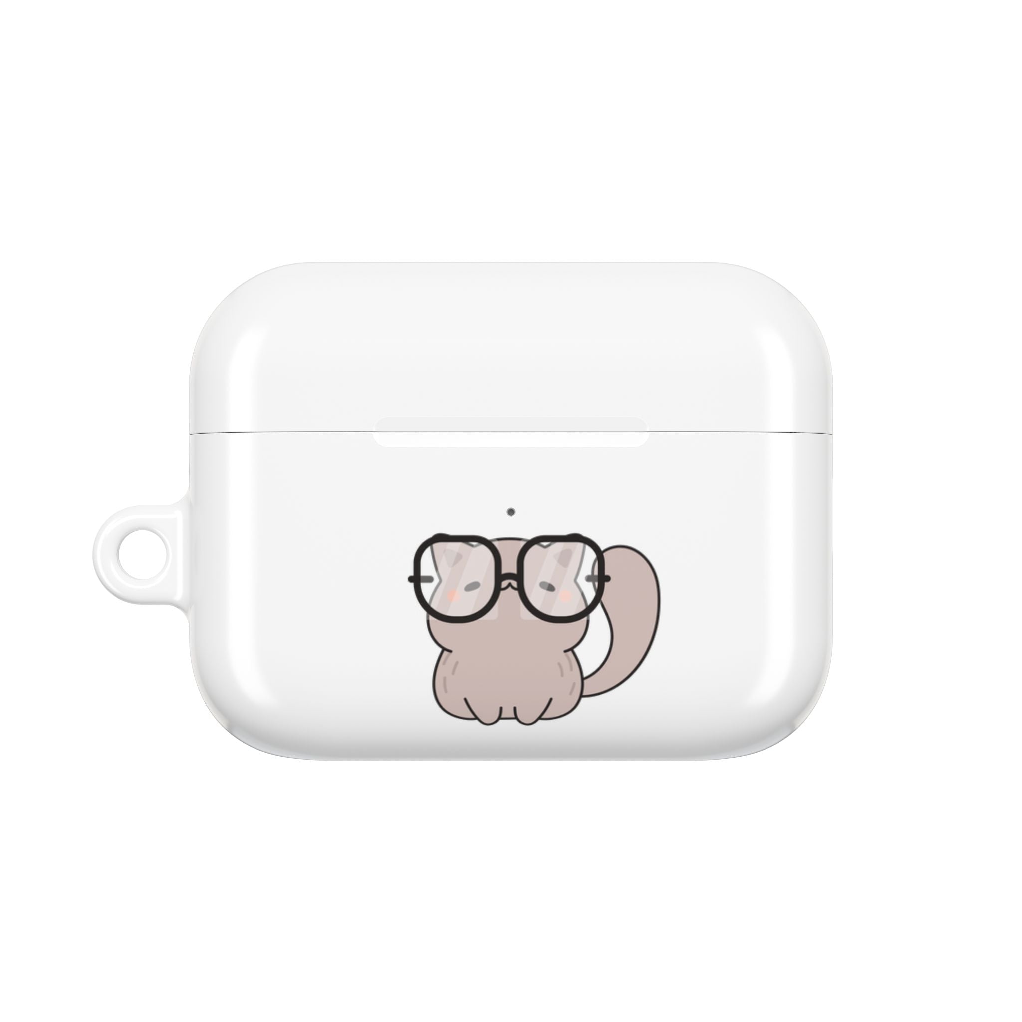 Cute Cat & Fish AirPod Case - Protective Cover with Nerdy Glasses Cat Design