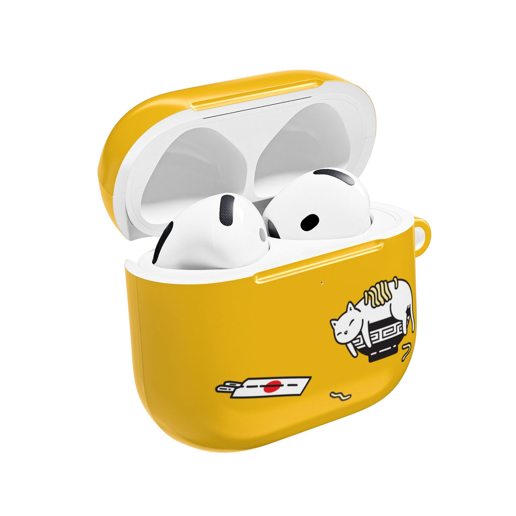 Japanese Cat & Chopsticks Yellow AirPods Case