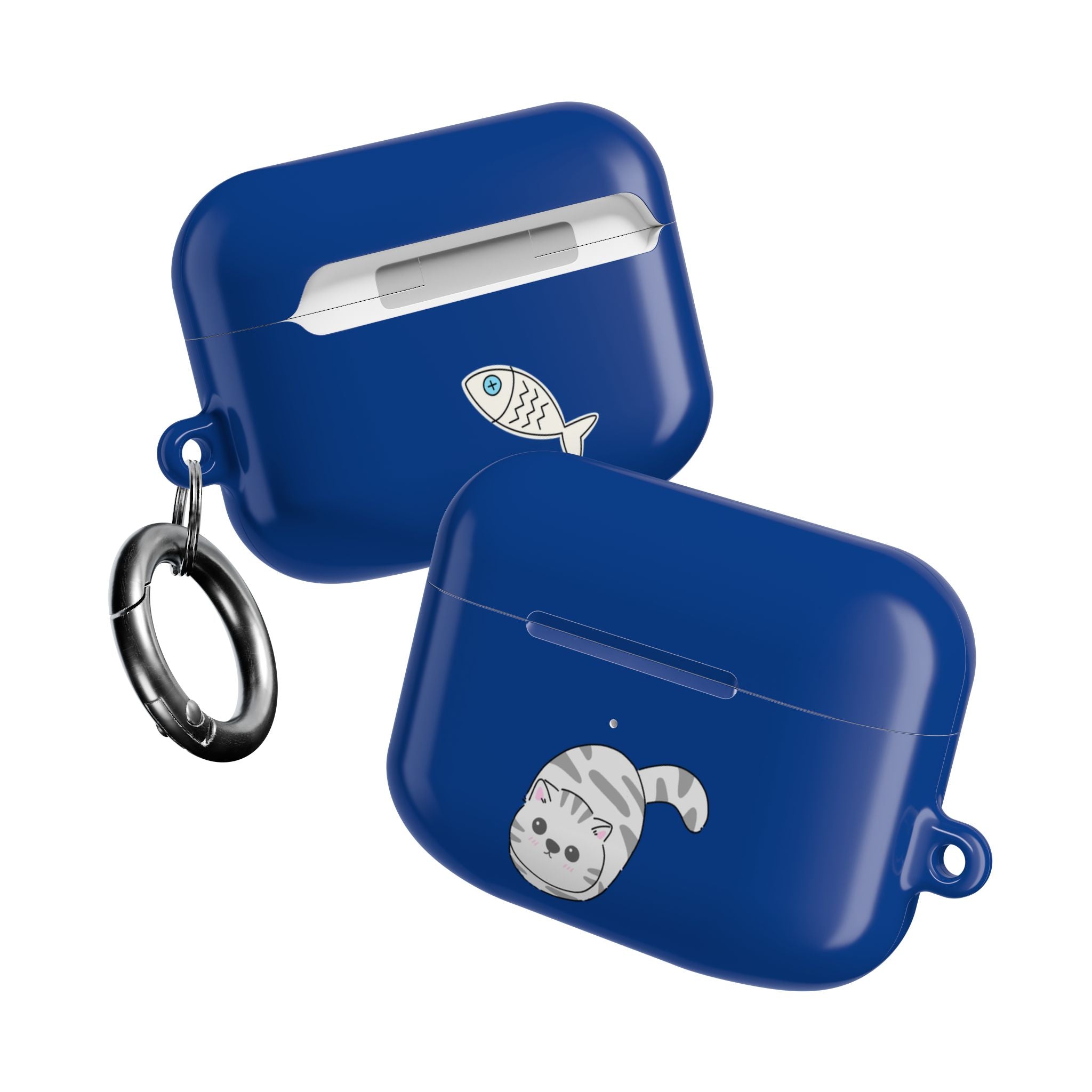 Cat & Fish AirPod Case - Cute Blue Protective AirPods Case