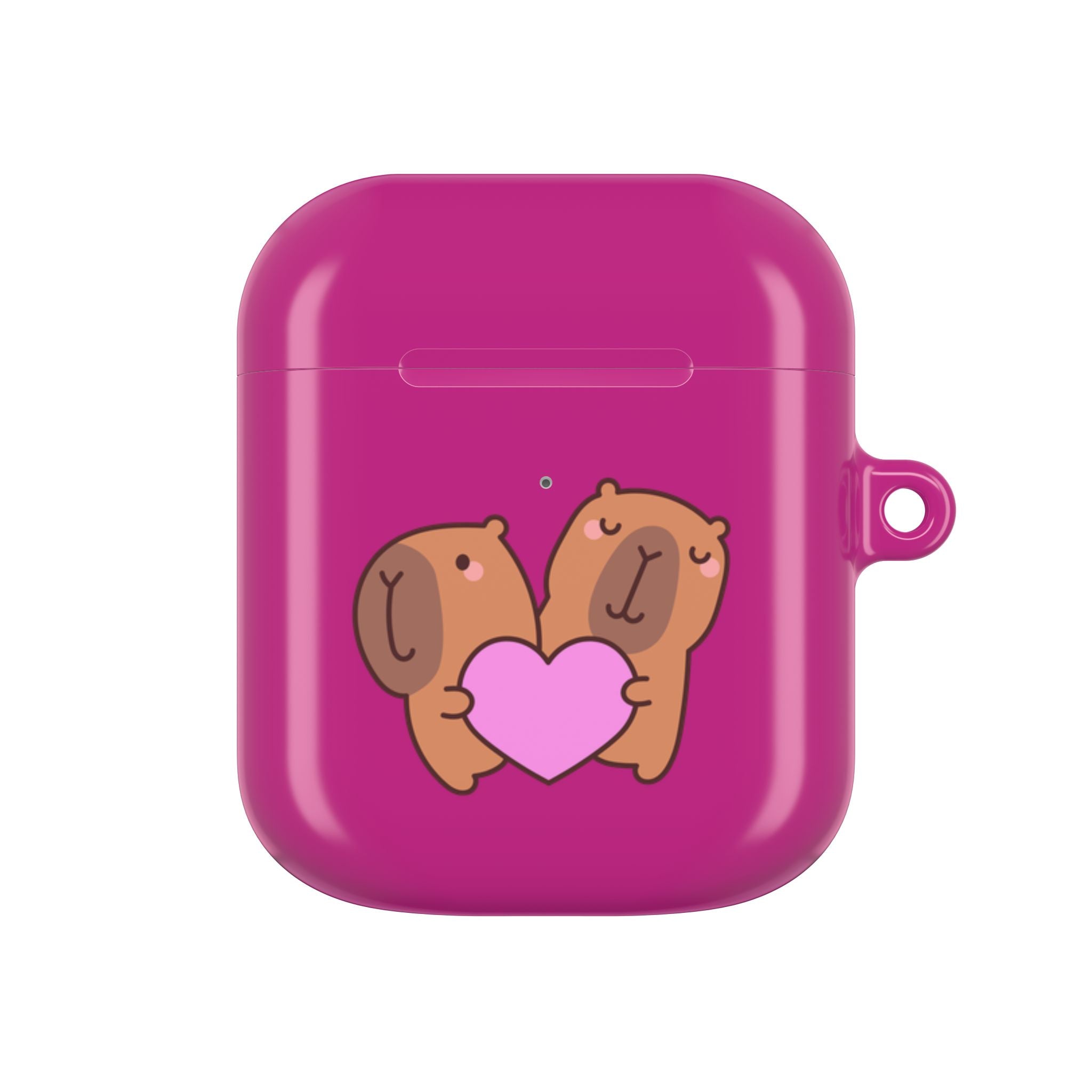 Cute Valentines Love Capybaras & Heart Envelope Protective AirPods Case