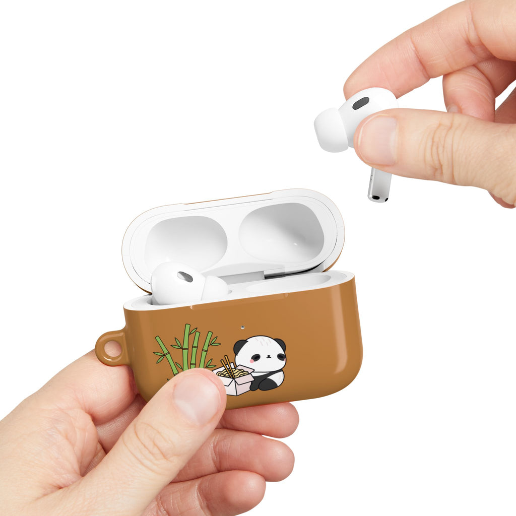 Cute Panda & Noodles AirPod Case Brown Protective Case