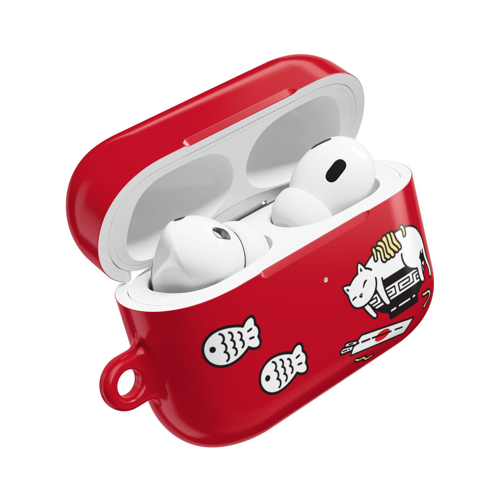 Lucky Japanese Cat & Fish Red AirPods or AirPods Pro Case