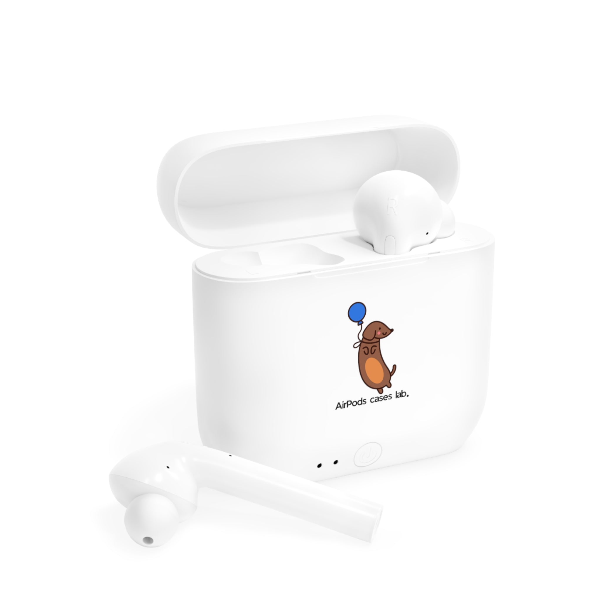 Dachshund and Balloon White Earbuds