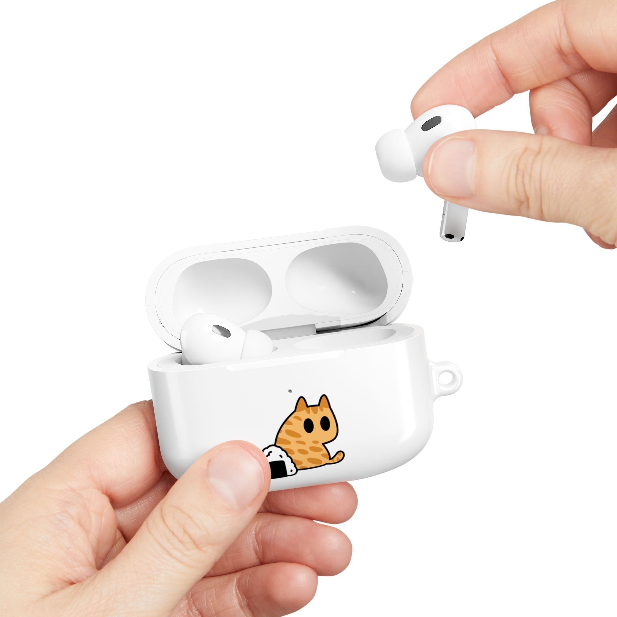 Japanese Cat & Onigiri White AirPod Case