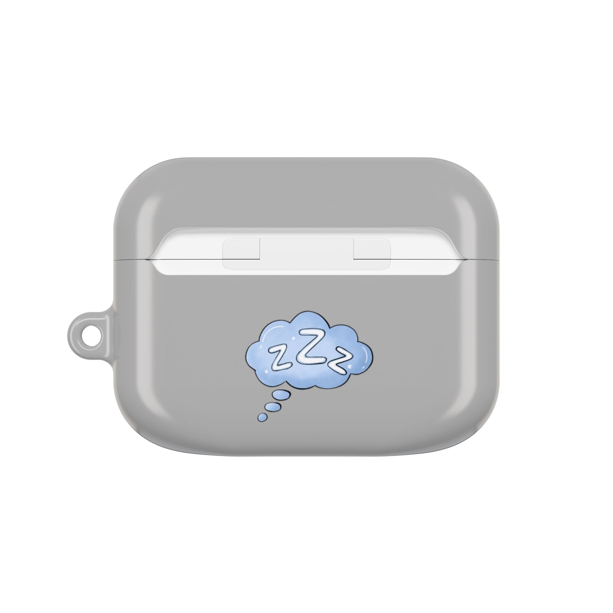 Grey AirPods Case with a Snoozing Bulldog