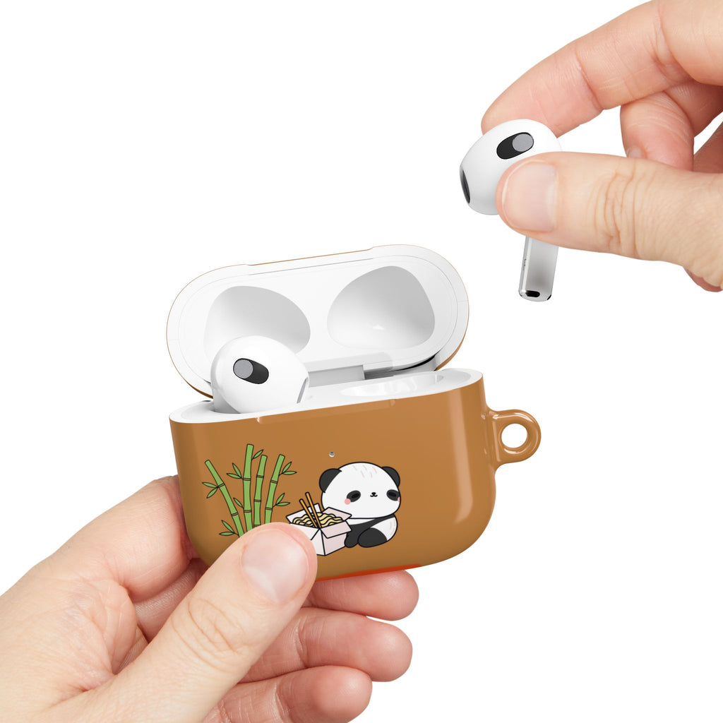 Cute Panda & Noodles AirPod Case Brown Protective Case