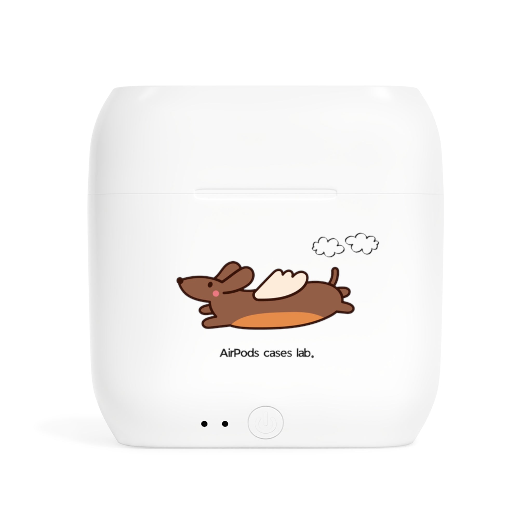 Dachshund Flying White Earbuds