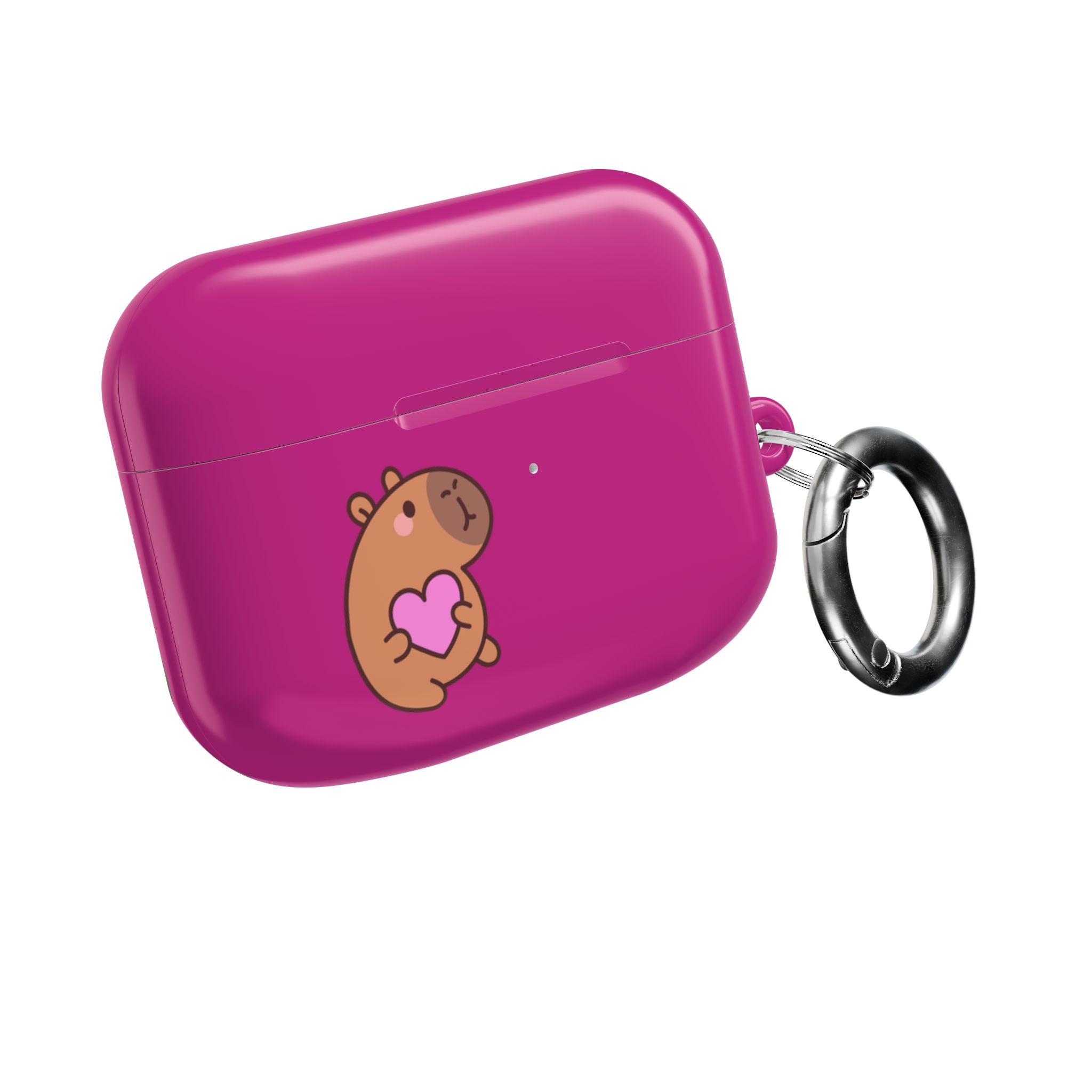 Pink Cute Capybara Heart AirPods Case