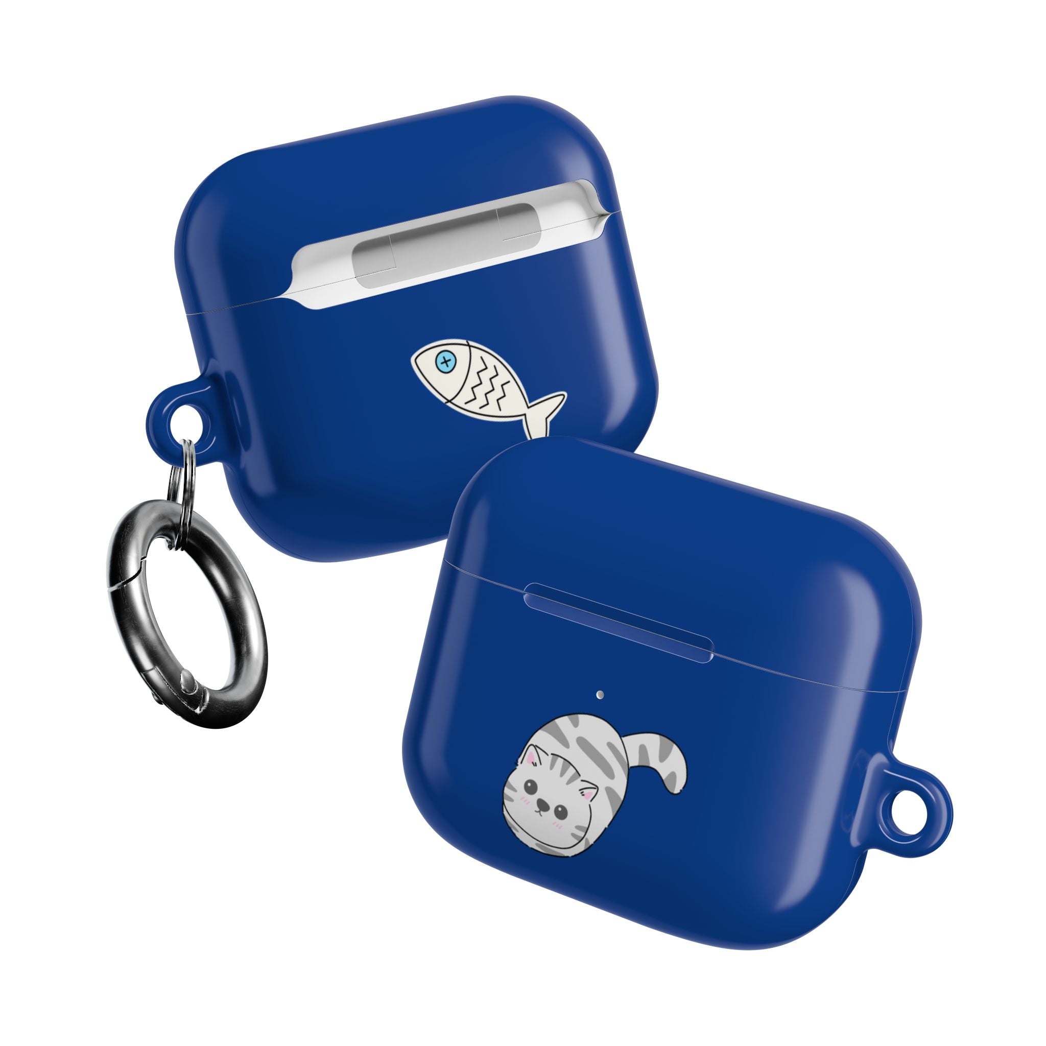 Cat & Fish AirPod Case - Cute Blue Protective AirPods Case