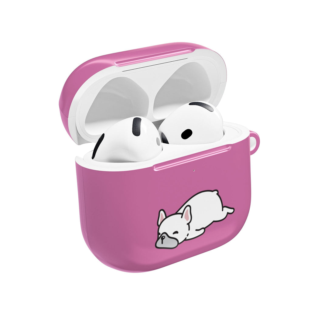Pink AirPods Case with a Snoozing Bulldog