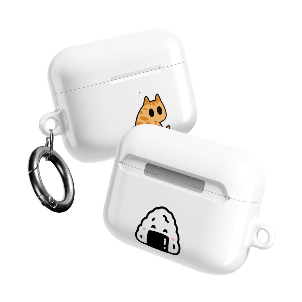 Japanese Cat & Onigiri White AirPod Case