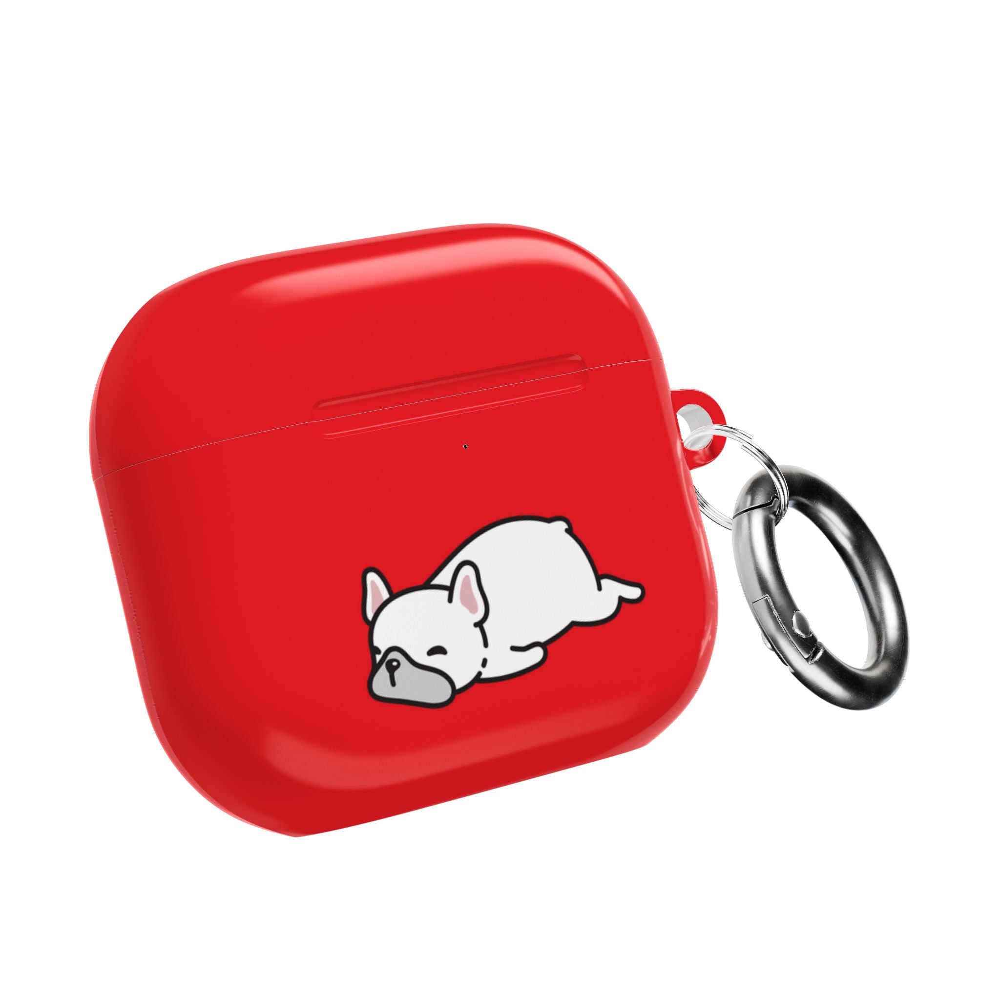 Red AirPods Case with a Snoozing Bulldog