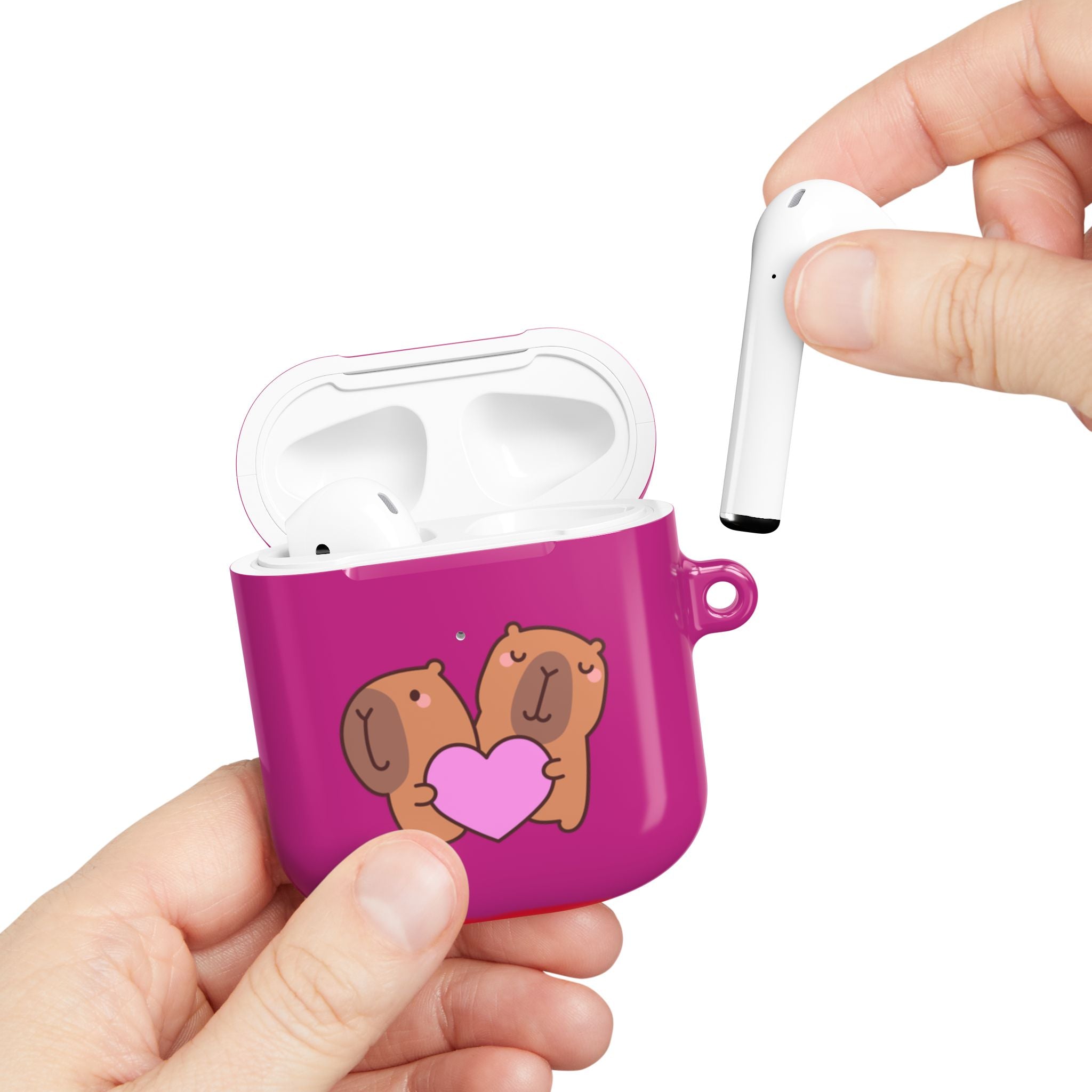 Cute Valentines Love Capybaras & Heart Envelope Protective AirPods Case