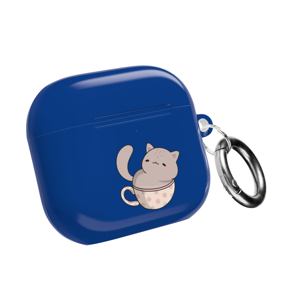 Cat in Teacup AirPods Case - Navy Protective Case