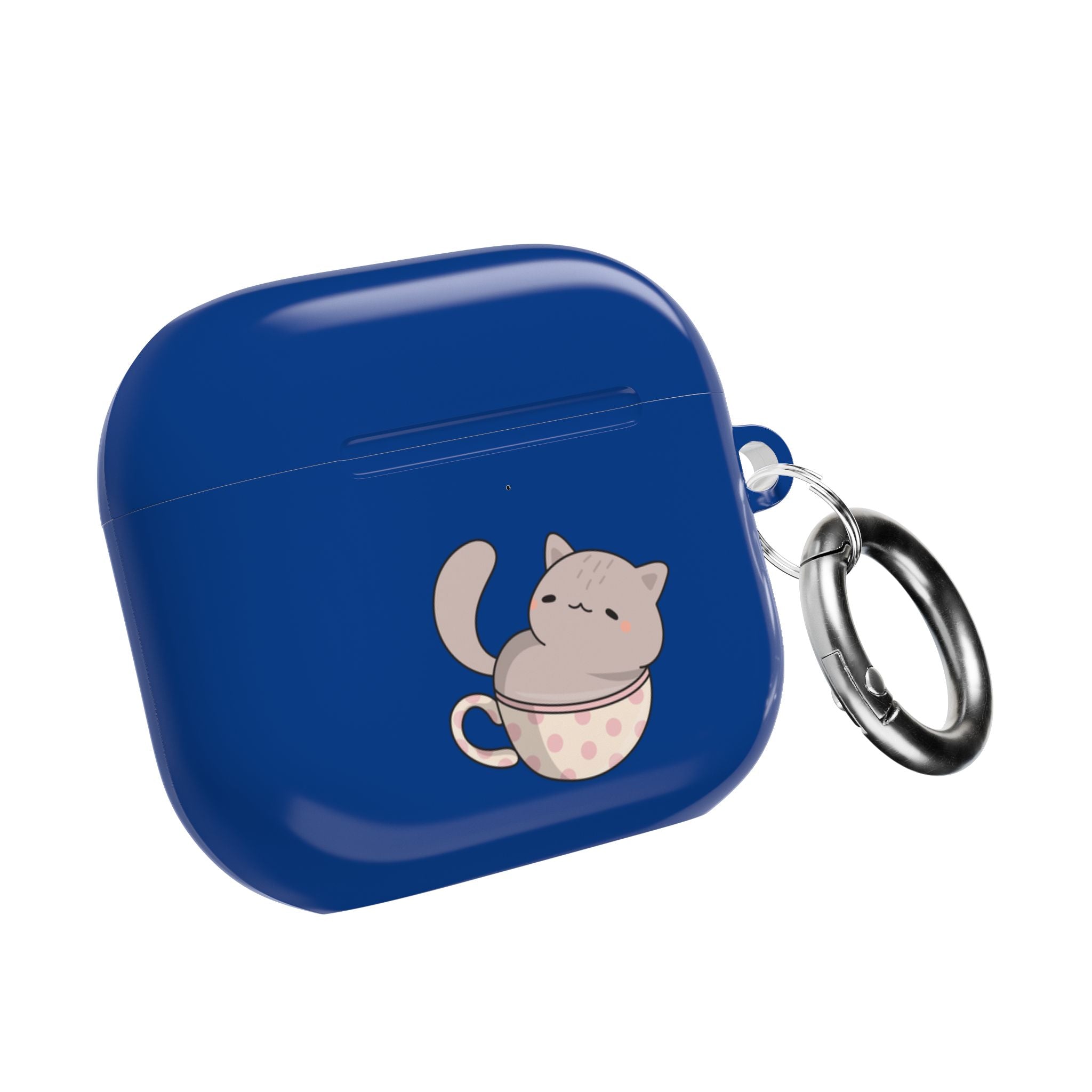 Cat in Teacup AirPods Case - Navy Protective Case
