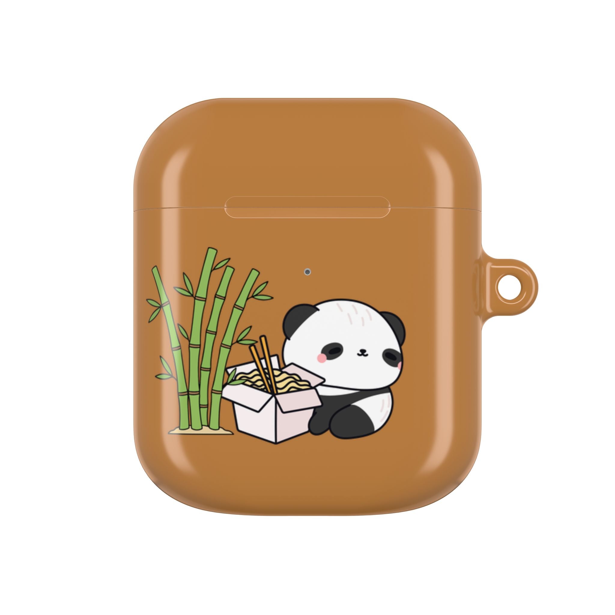 Cute Panda & Noodles AirPod Case Brown Protective Case