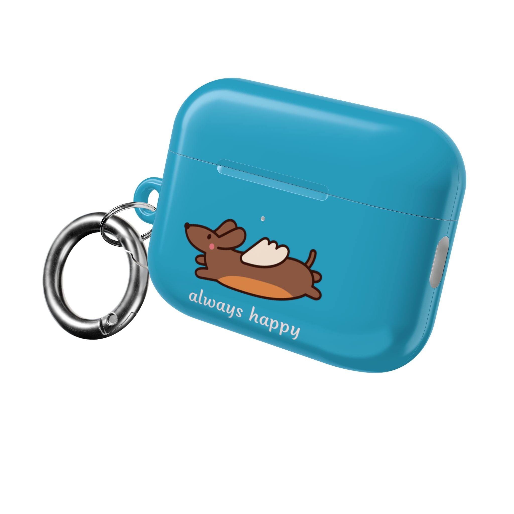 AirPod Case - Cute Flying Dachshund & Doves "always happy" Protective Case Cover