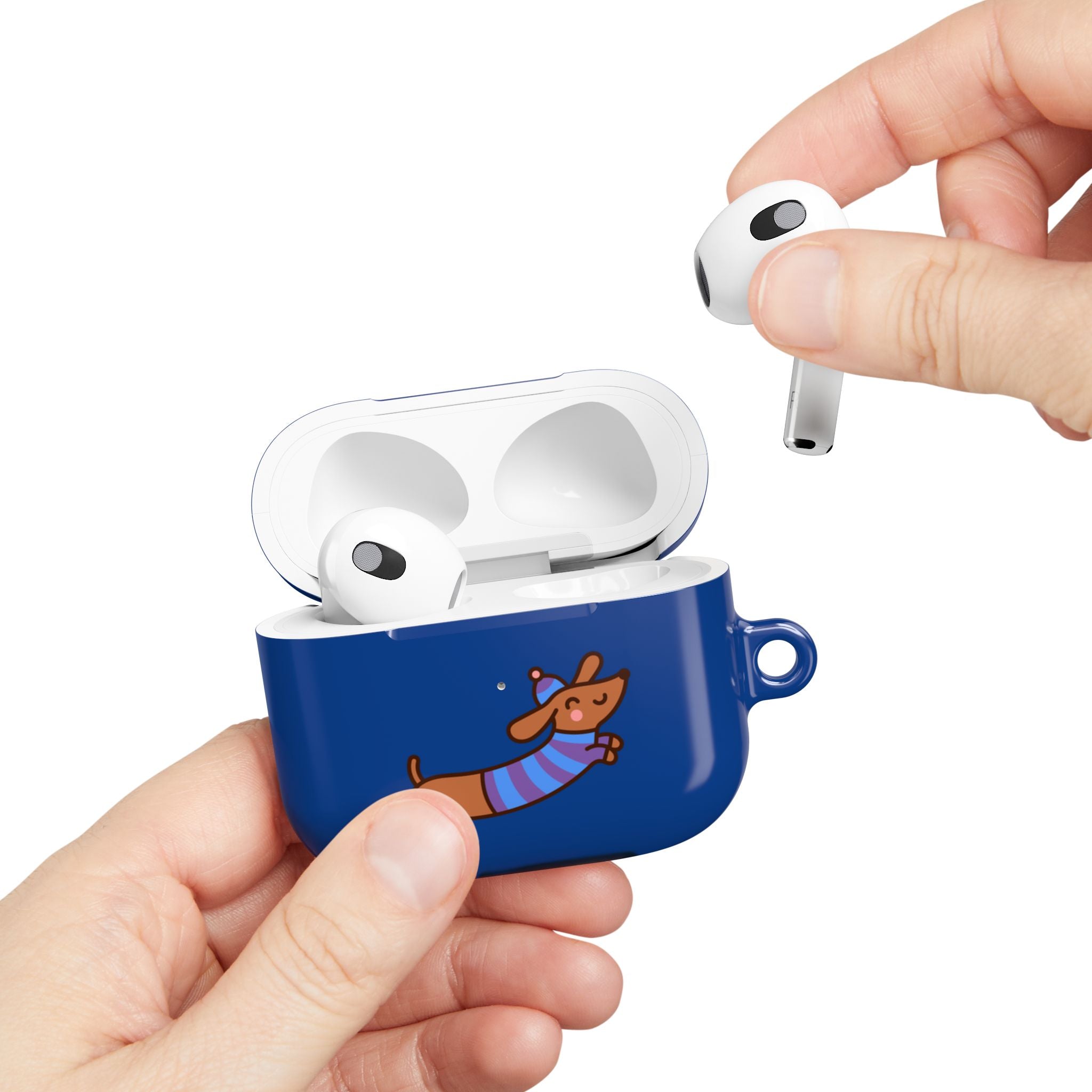 Dachshund & Butterflies Blue Protective AirPods Case
