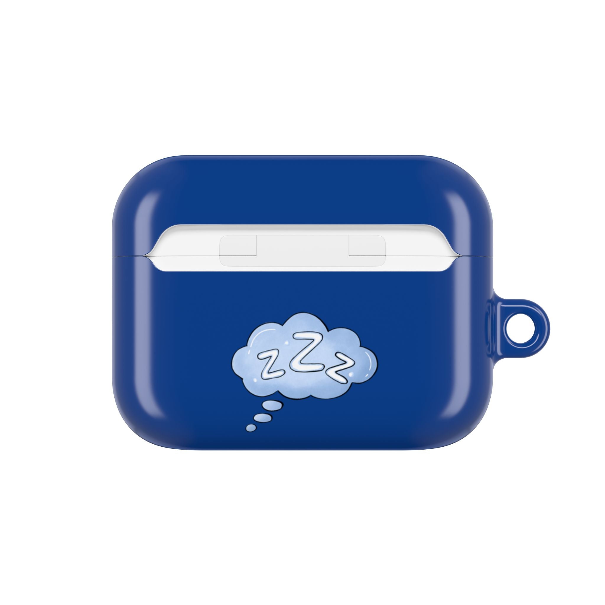 Blue AirPods Case with a Snoozing Bulldog