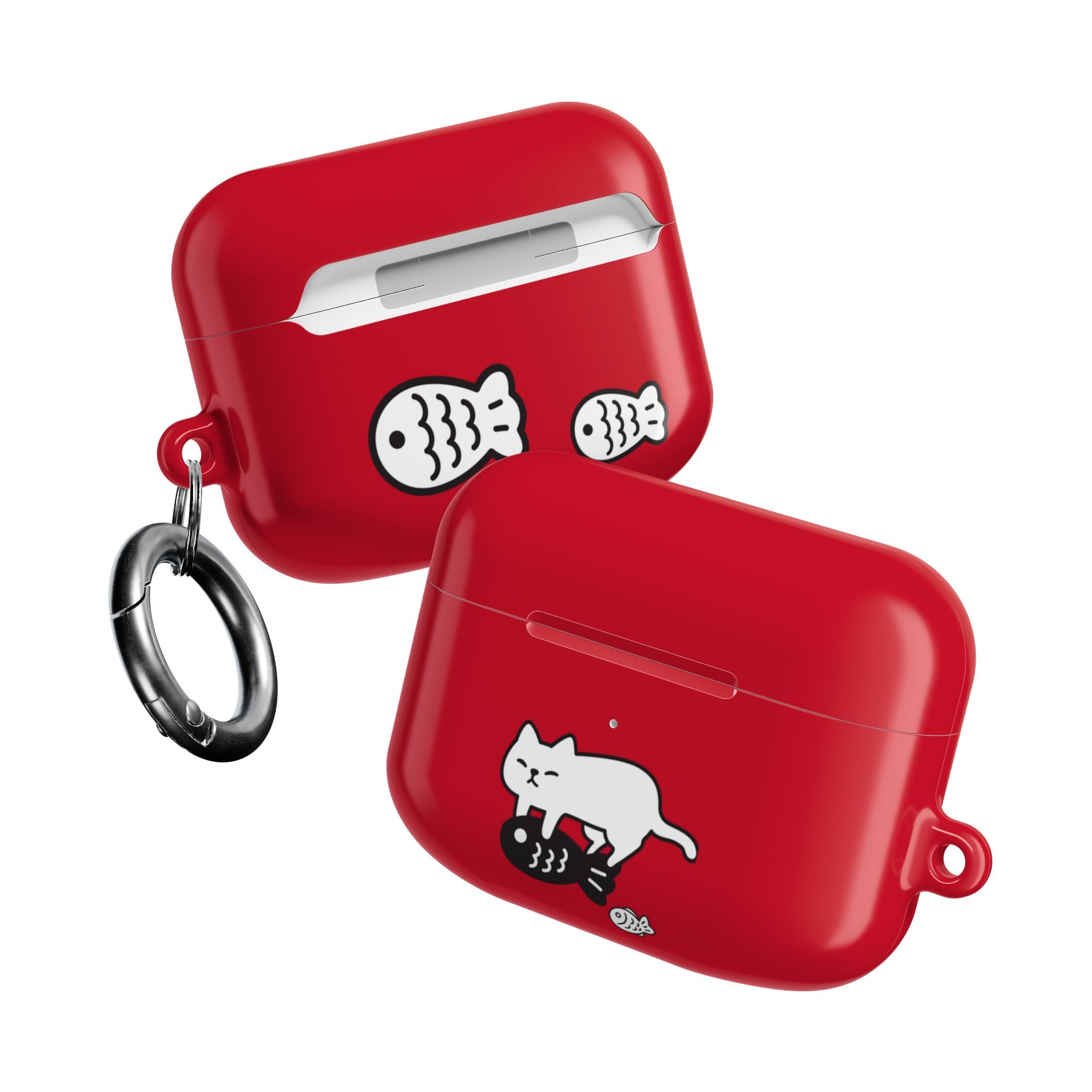 Cat Fighting Fish Red AirPod or AirPod Pro Case