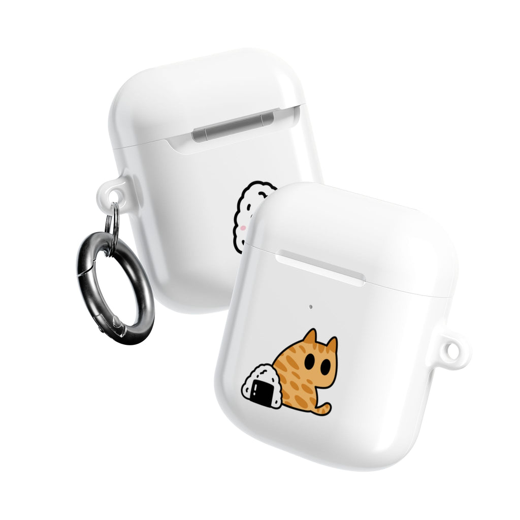 Japanese Cat & Onigiri White AirPod Case