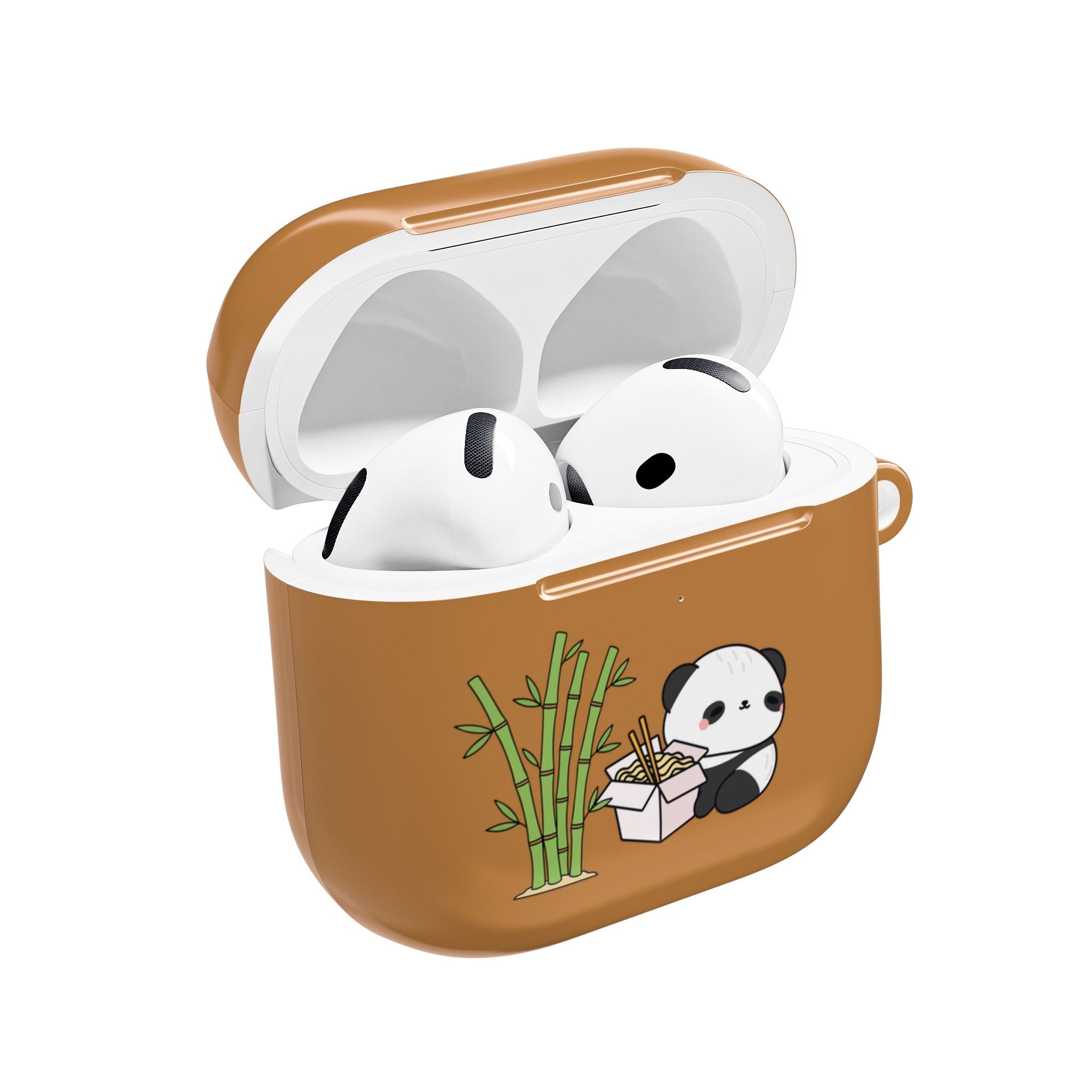 Cute Panda & Noodles AirPod Case Brown Protective Case