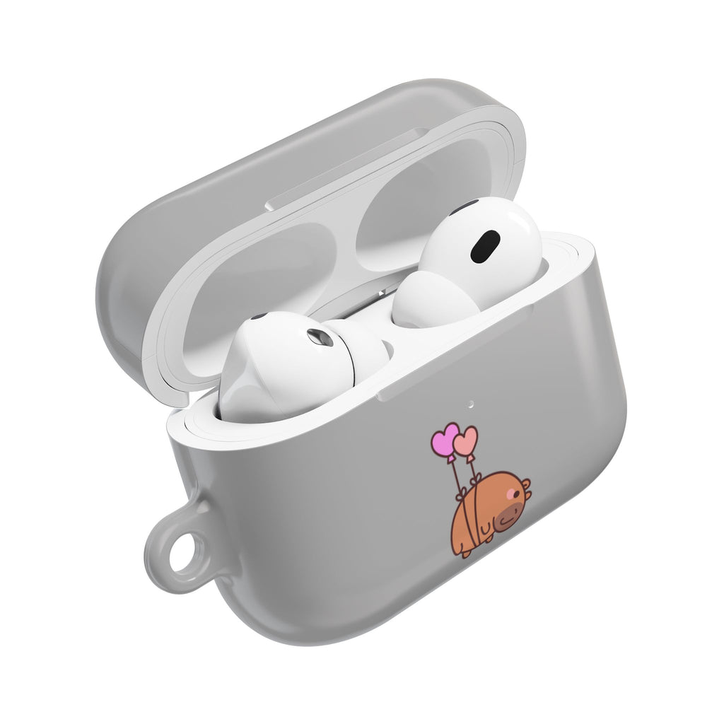 Cute  Capybara and Heart Balloon AirPod Case