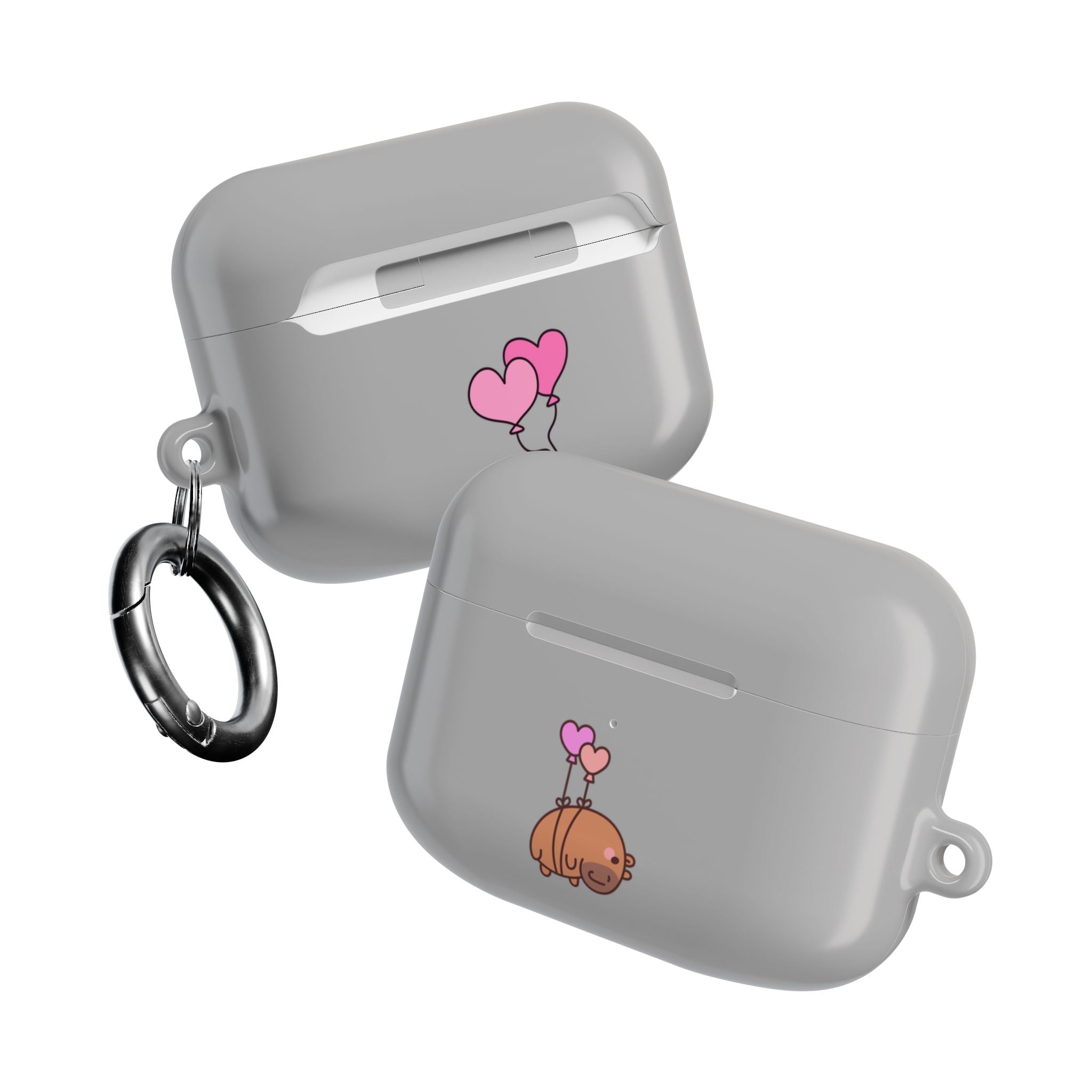 Cute  Capybara and Heart Balloon AirPod Case