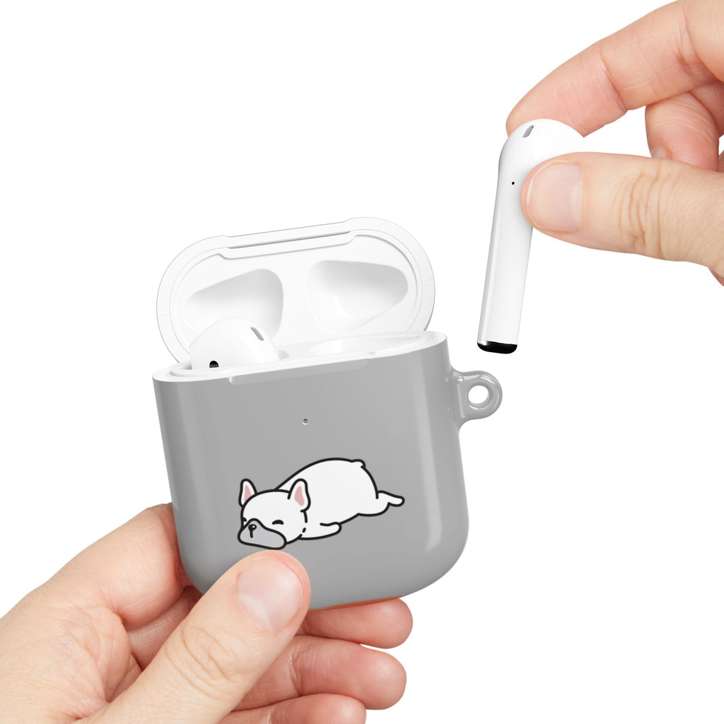 Grey AirPods Case with a Snoozing Bulldog